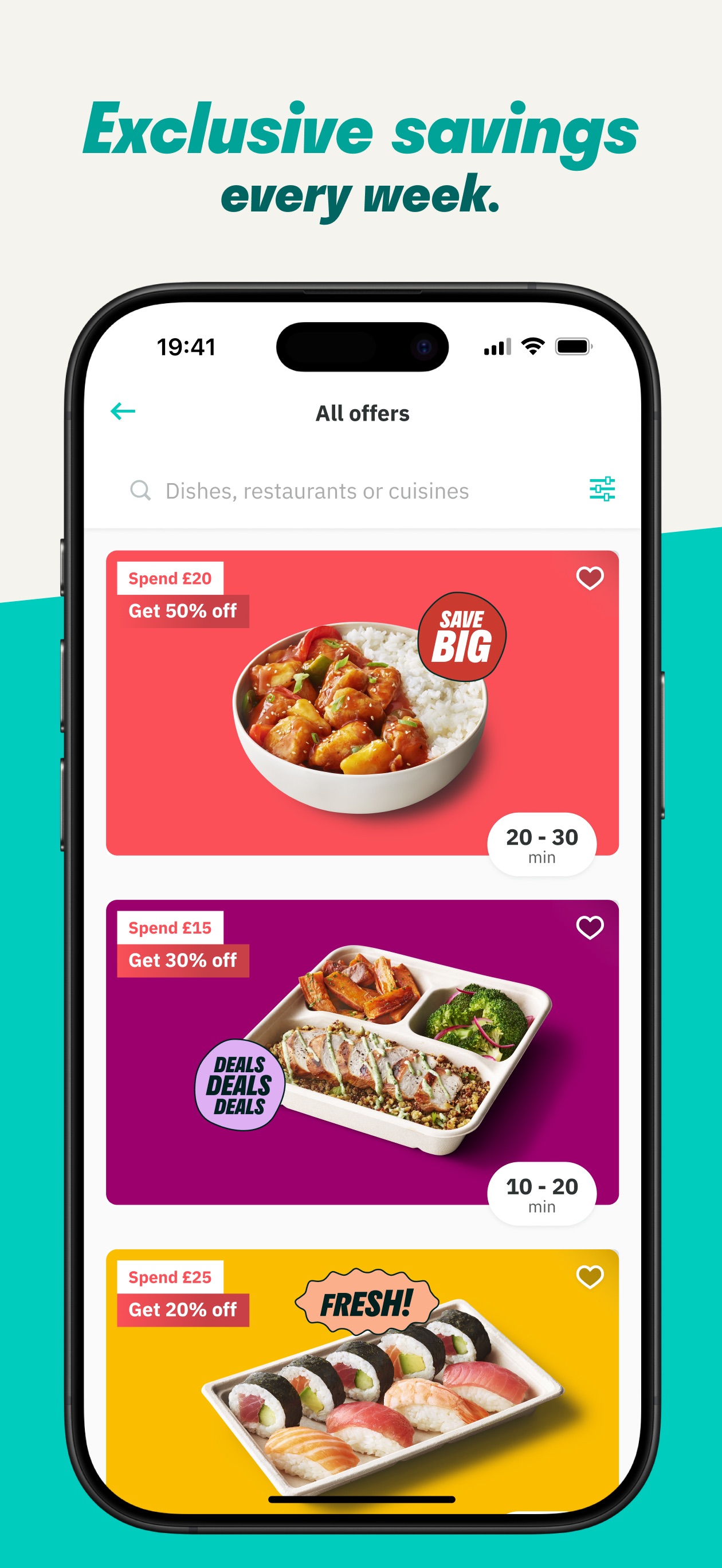 Deliveroo App Store screenshot: Exclusive savings every week.