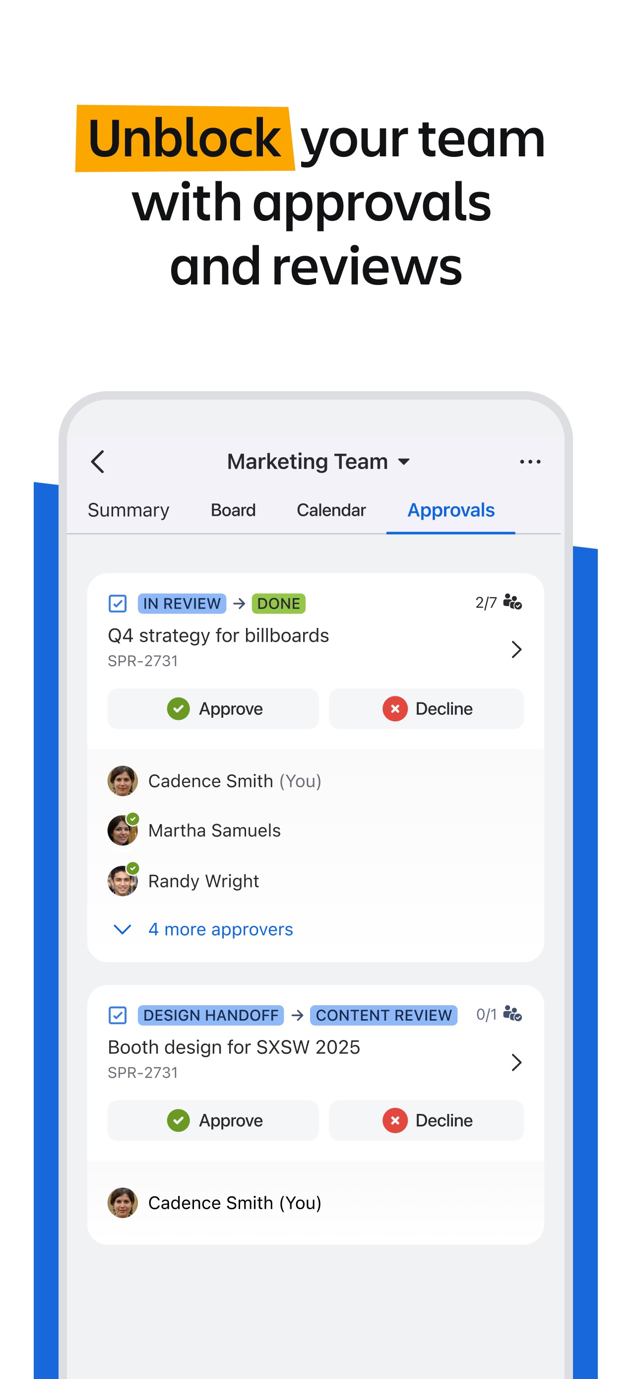 Jira Cloud App Store screenshot 6: Unblock your team with approvals and reviews
