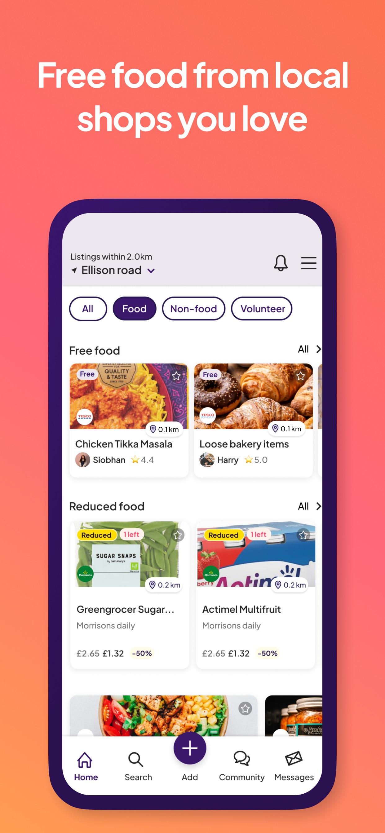 OLIO App Store screenshot: Free food from local shops you love