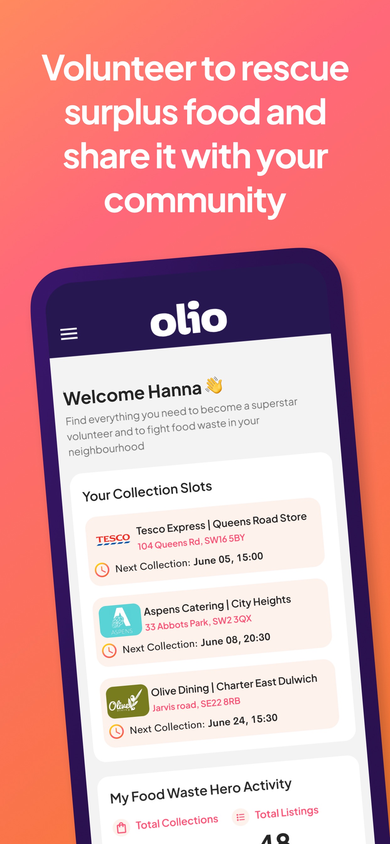 OLIO App Store screenshot 7: Volunteer to rescue surplus food and share it with your community