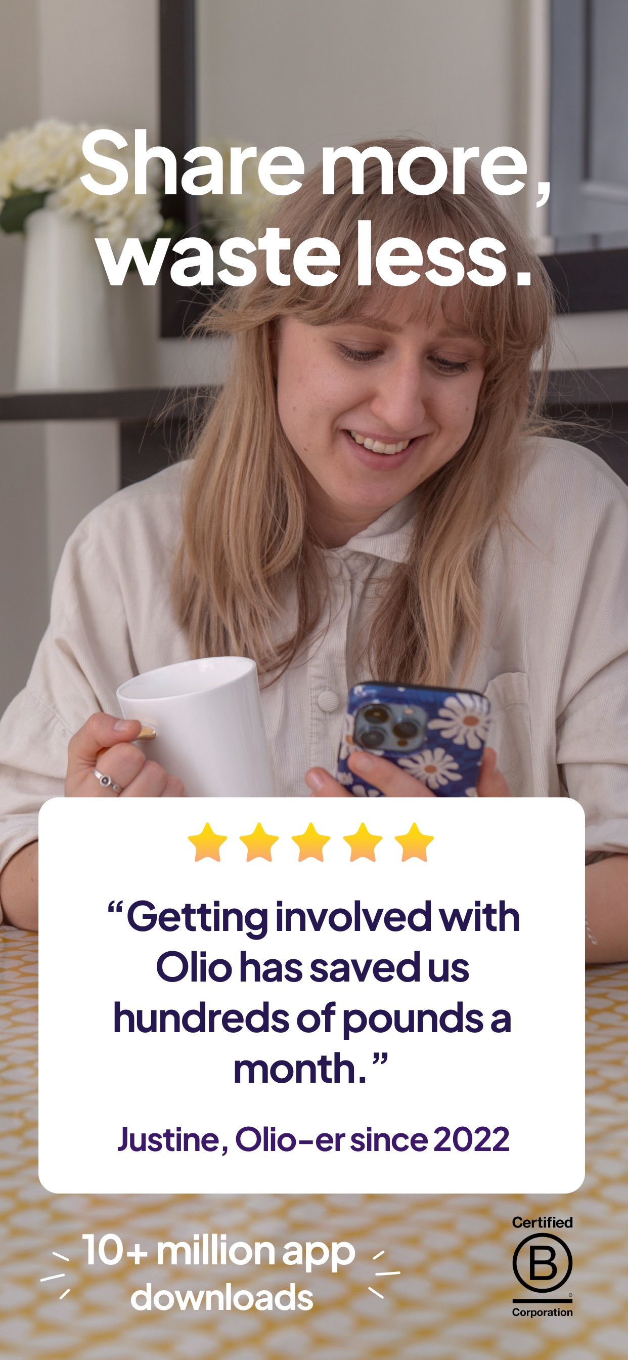 OLIO App Store screenshot: Share more, waste less.