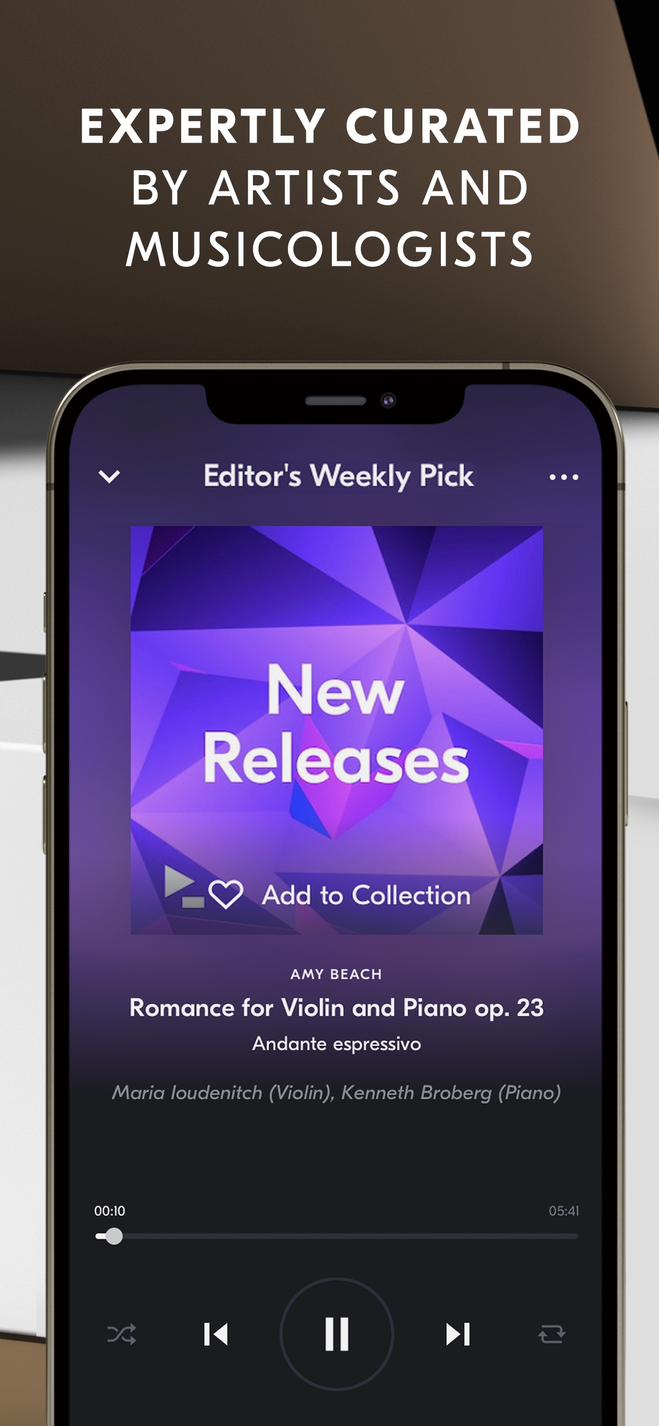 IDAGIO App Store screenshot: EXPERTLY CURATED BY ARTISTS AND MUSICOLOGISTS