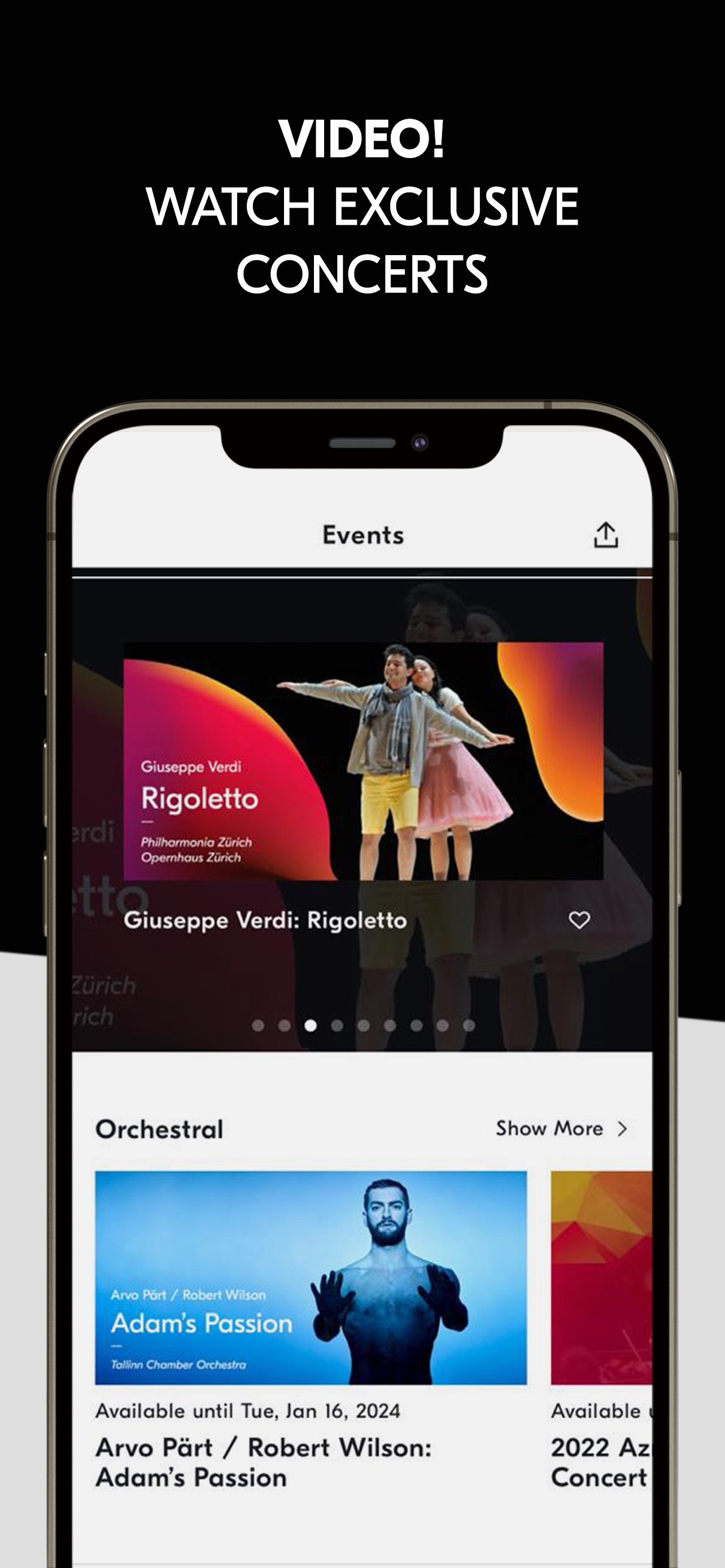 IDAGIO App Store screenshot: VIDEO! WATCH EXCLUSIVE CONCERTS