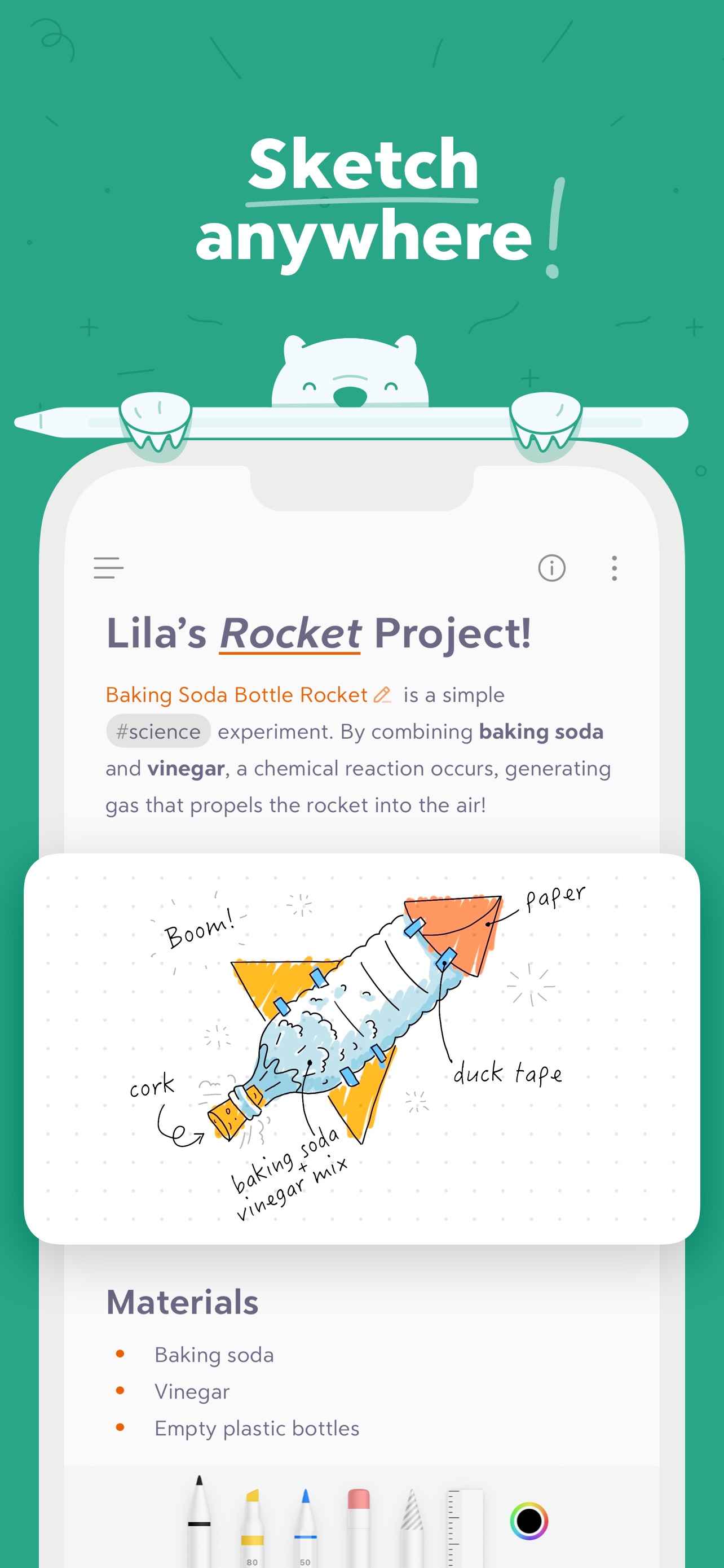 Bear App Store screenshot: Sketch anywhere!