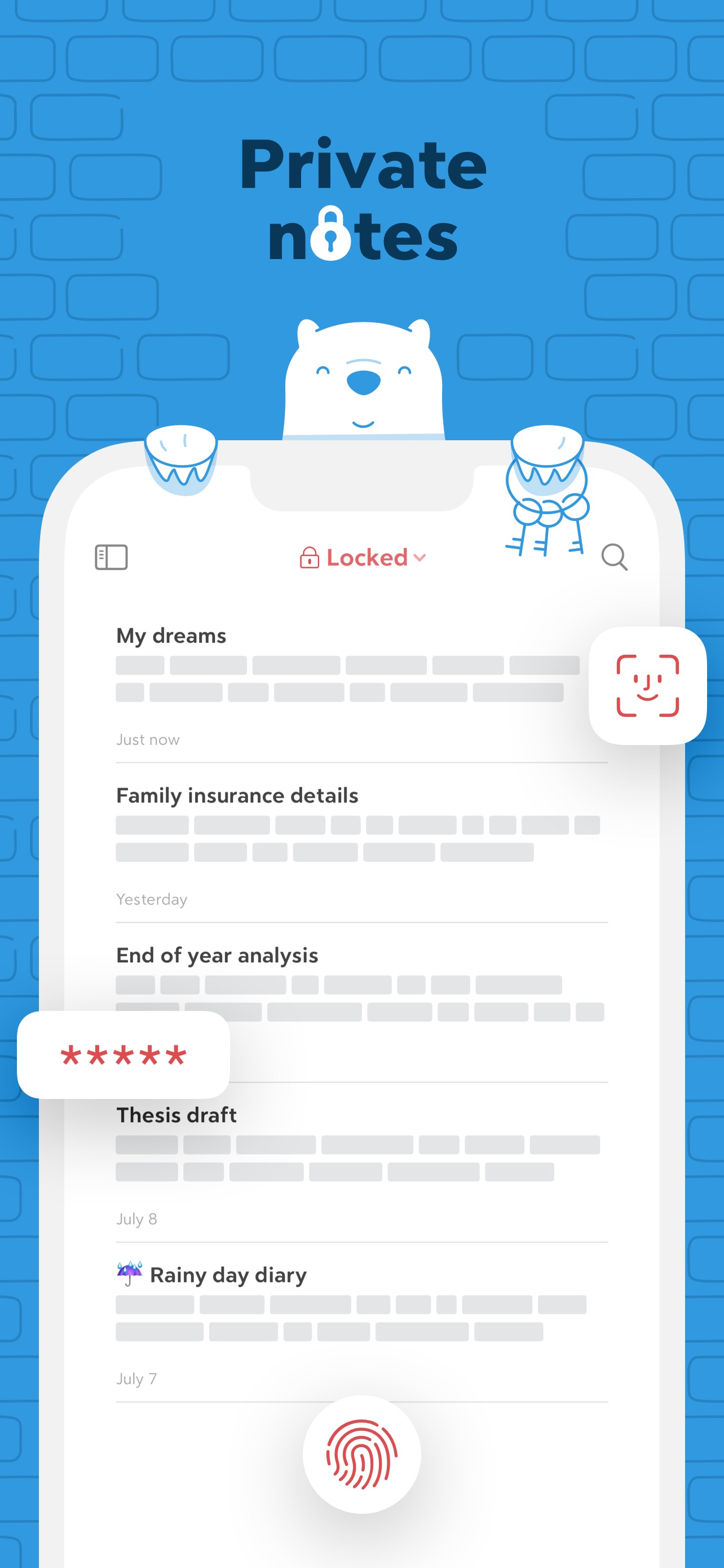 Bear App Store screenshot 6: Private notes