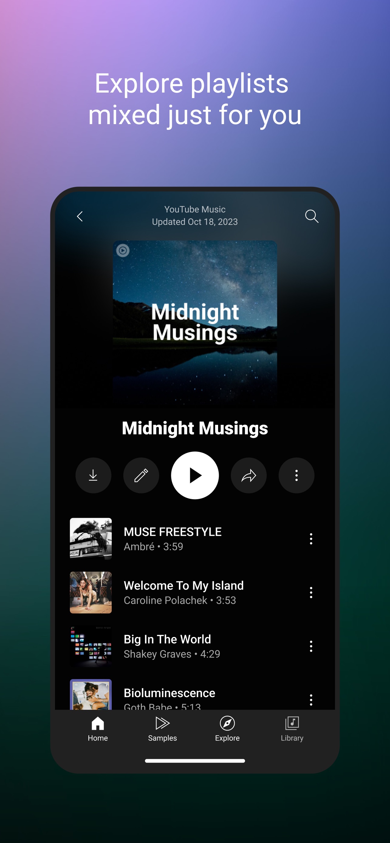 YouTube Music App Store screenshot 5: Explore playlists mixed just for you