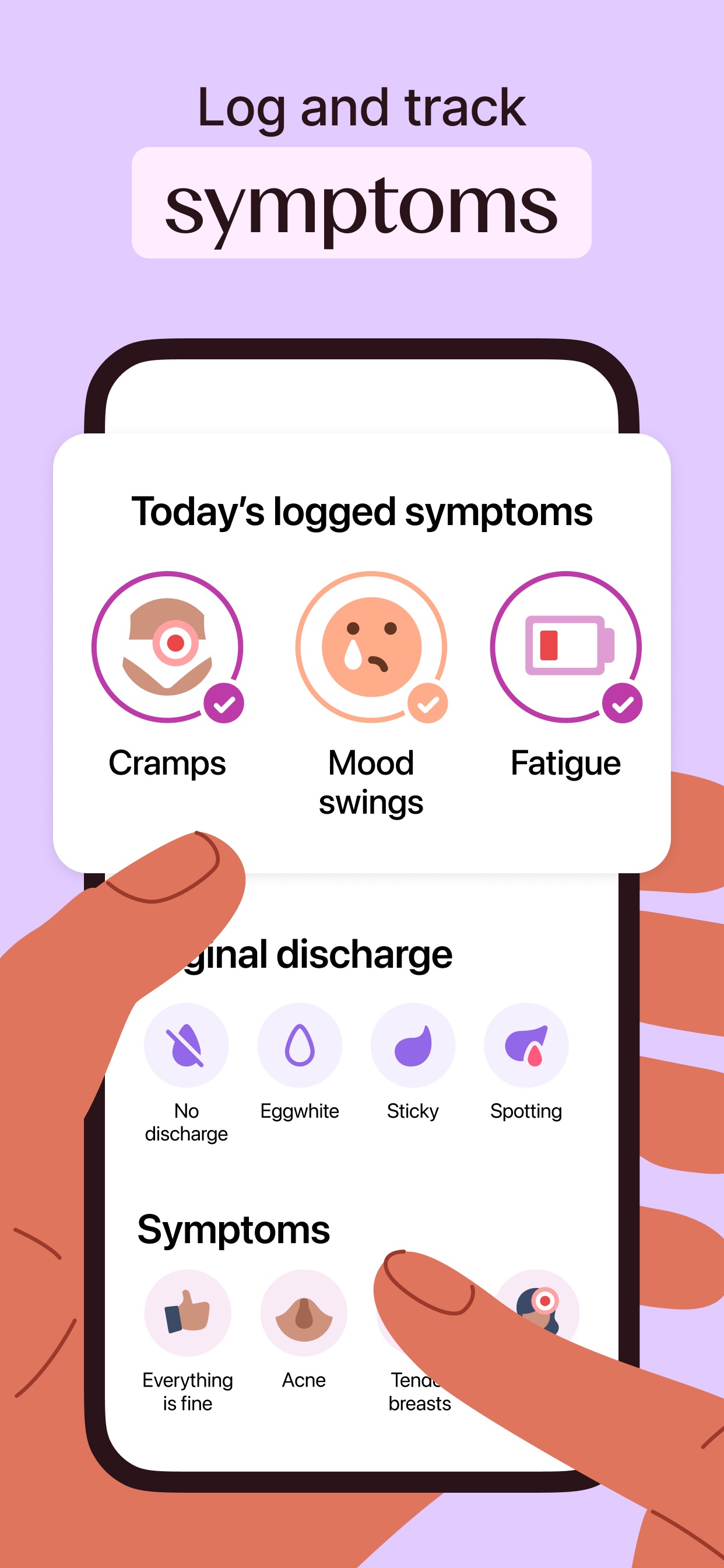 Flo App Store screenshot: Log and track symptoms