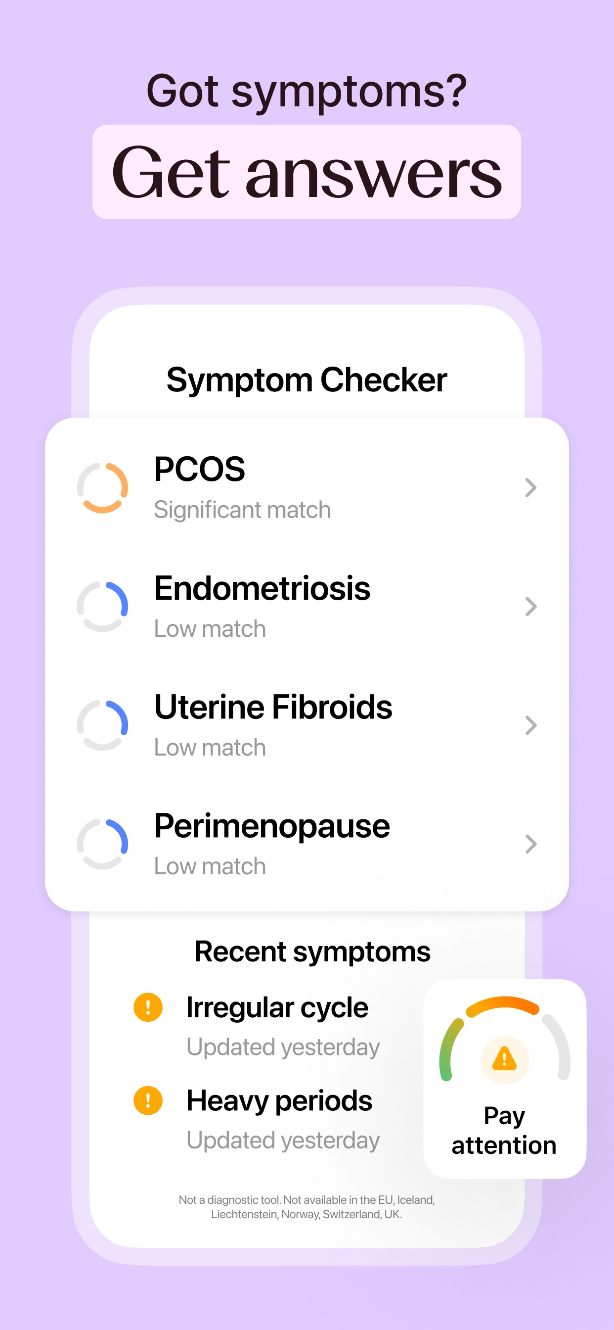 Flo App Store screenshot 5: Got symptoms? Get answers