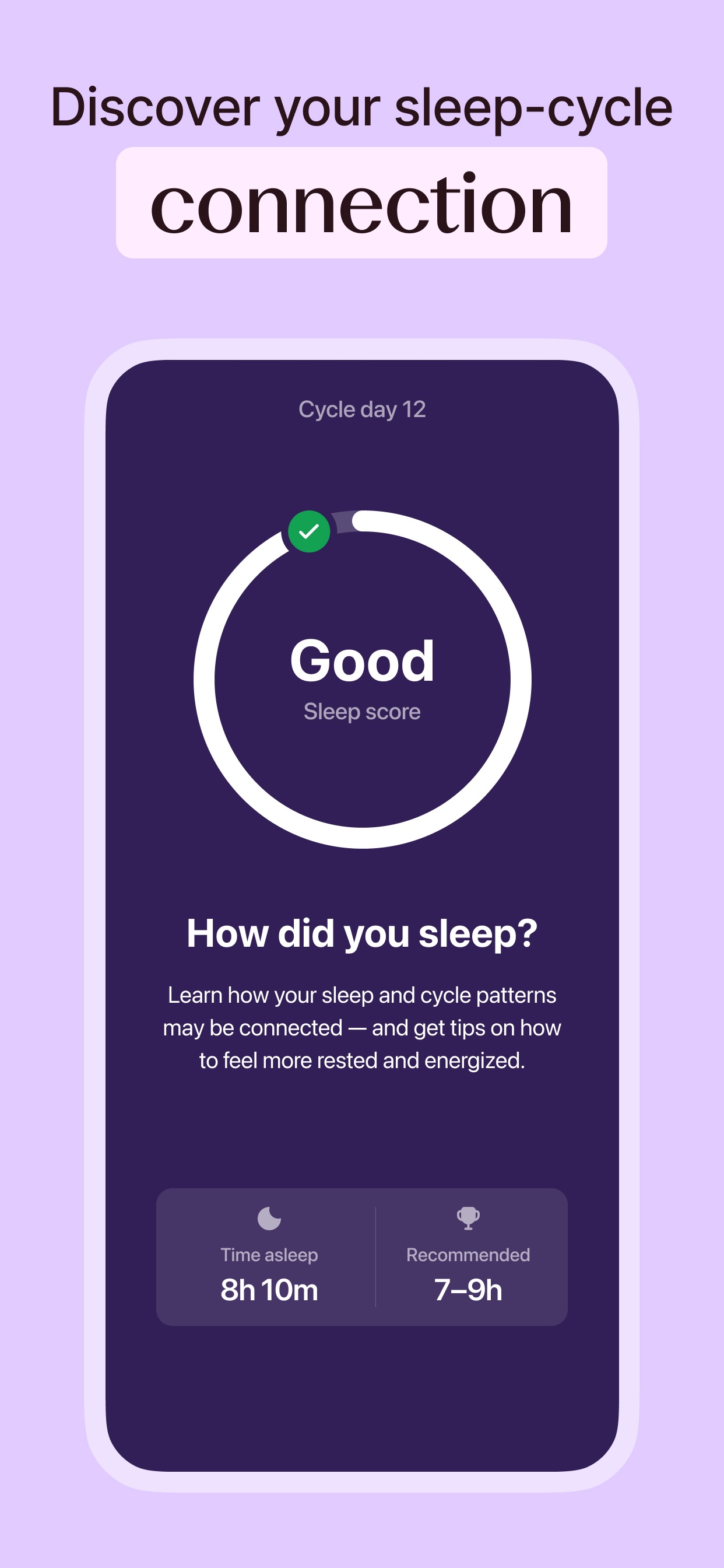 Flo App Store screenshot 7: Discover your sleep-cycle connection