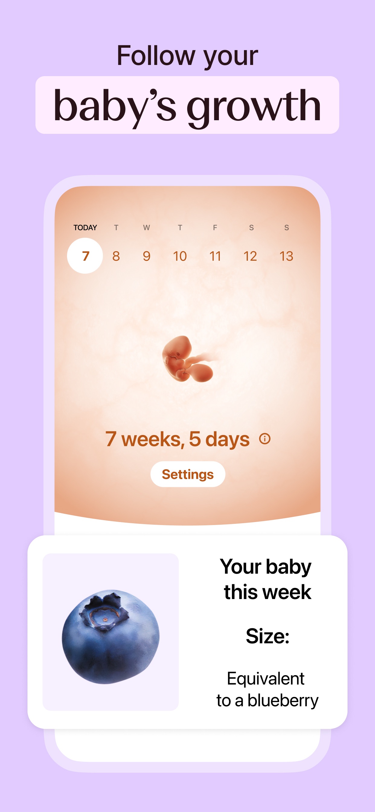 Flo App Store screenshot 8: Follow your baby's growth