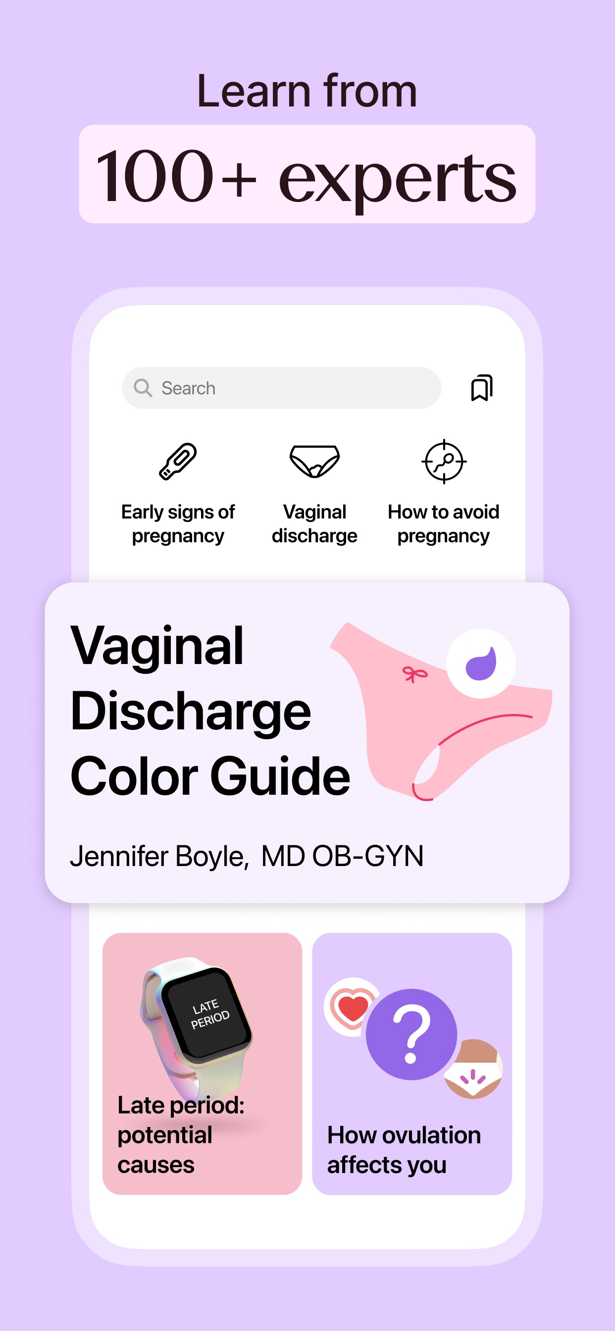Flo App Store screenshot 9: Learn from 100+ experts