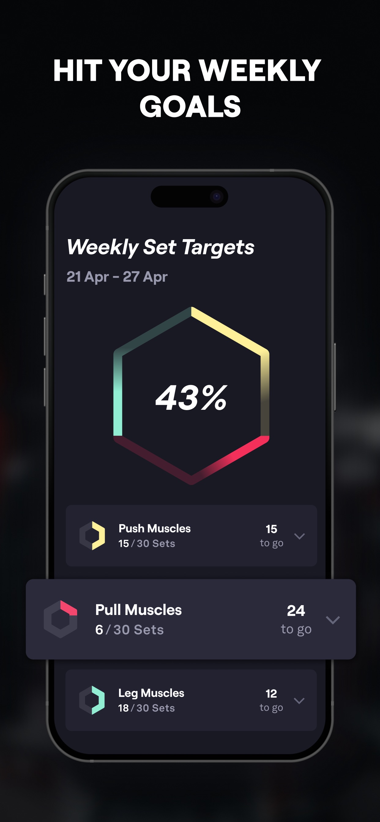 Fitbod App Store screenshot 6: HIT YOUR WEEKLY GOALS