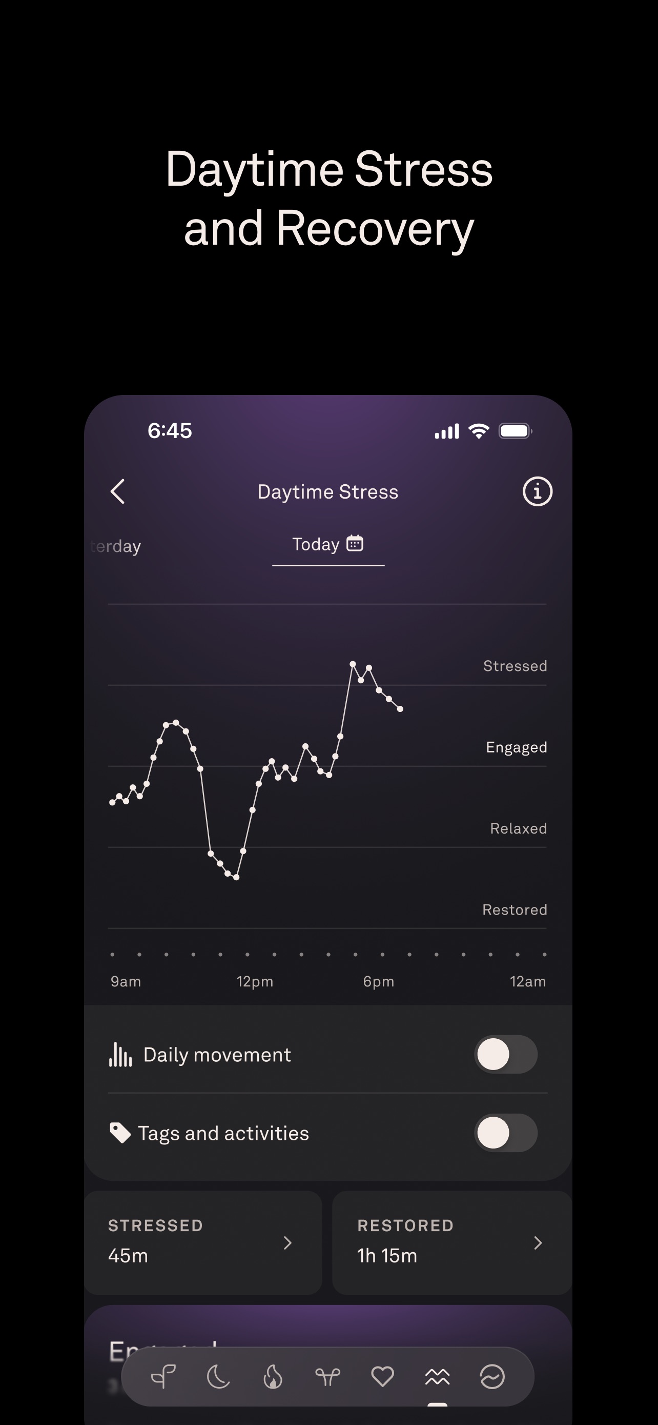 Oura App Store screenshot: Daytime Stress and Recovery