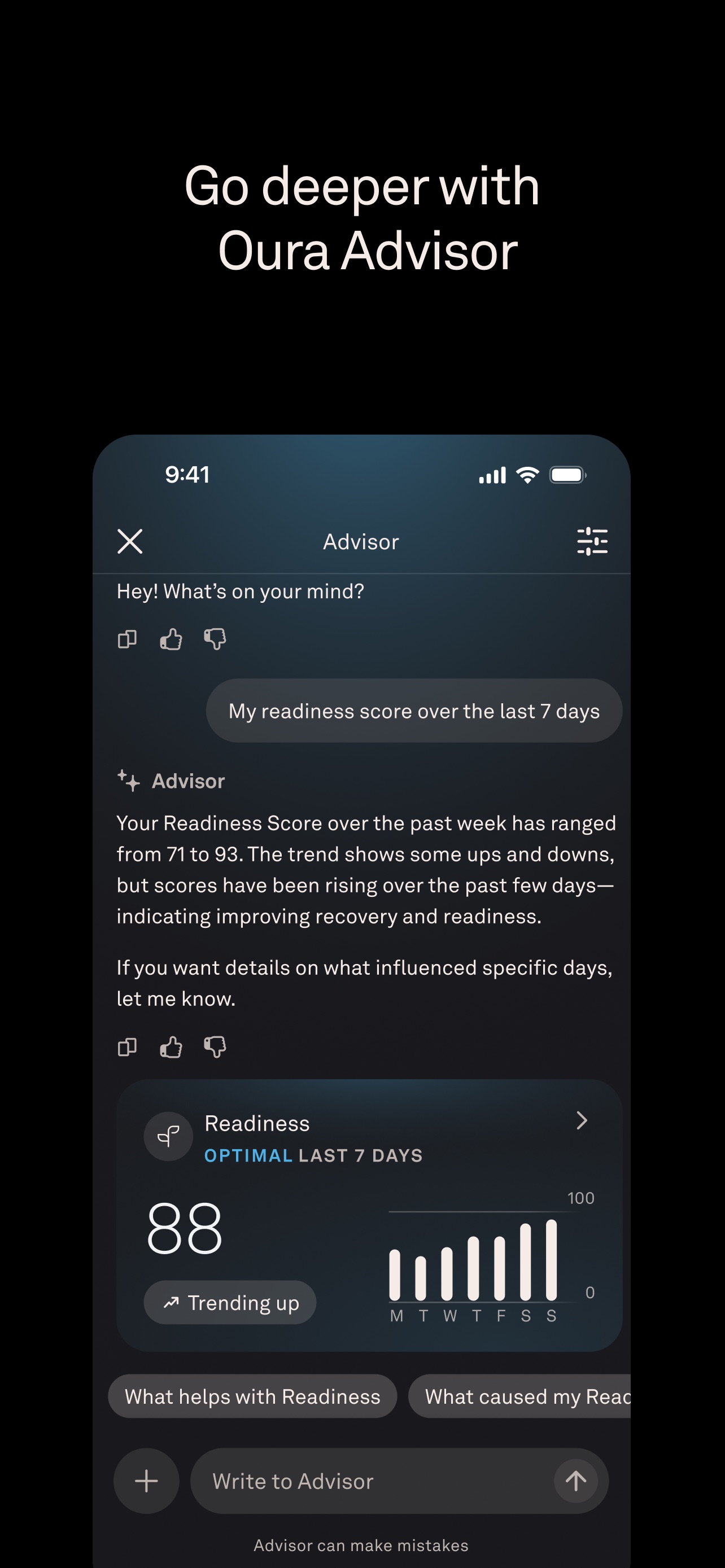 Oura App Store screenshot 9: Go deeper with Oura Advisor