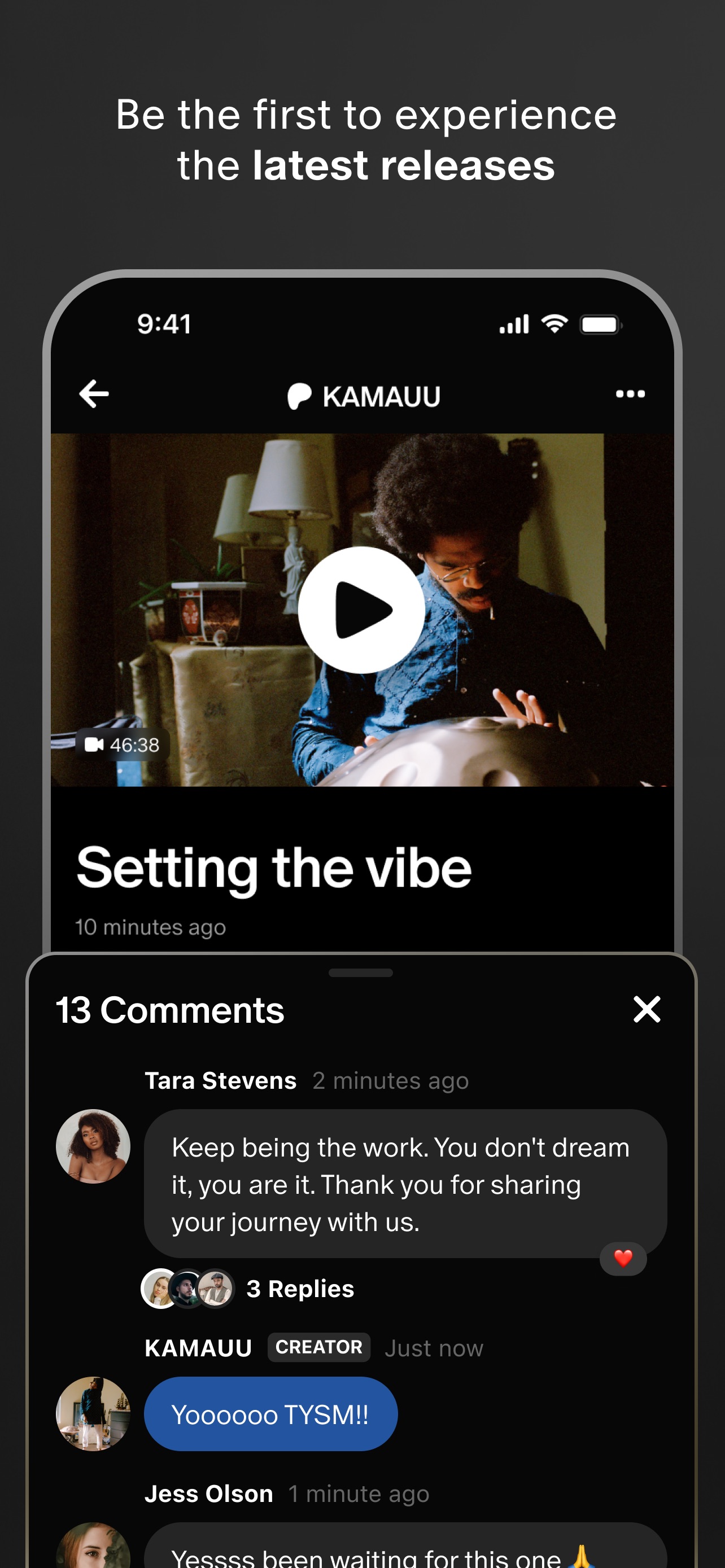 Patreon App Store screenshot: Be the first to experience the latest releases