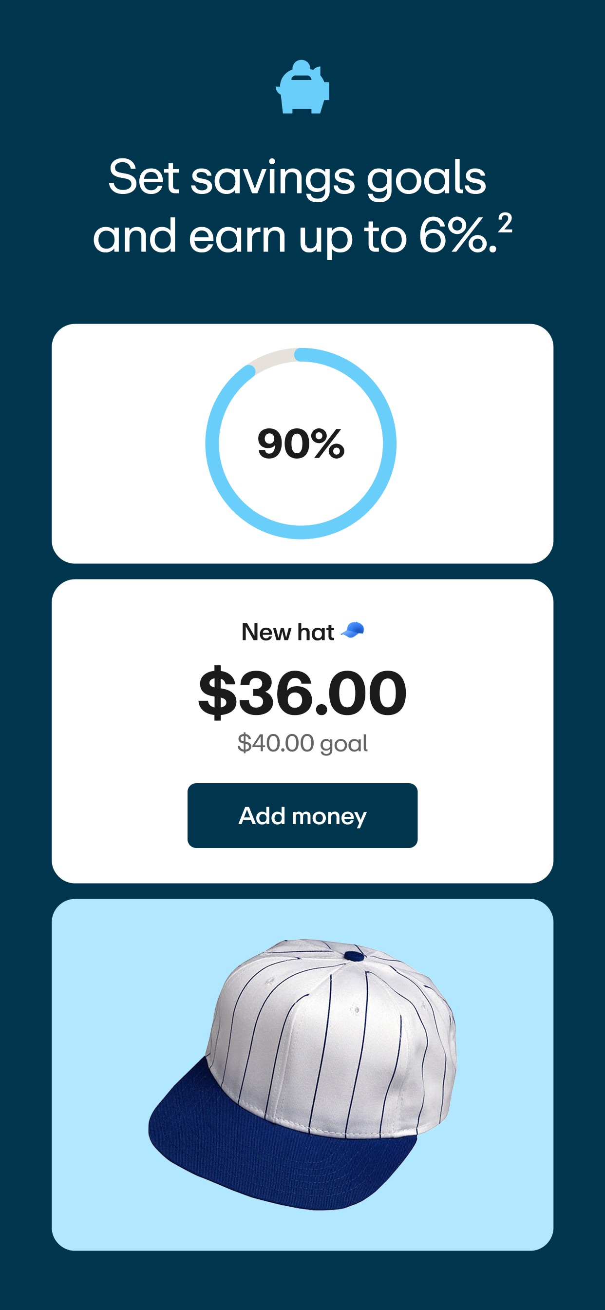 Greenlight App Store screenshot: Set savings goals and earn up to 6%.²