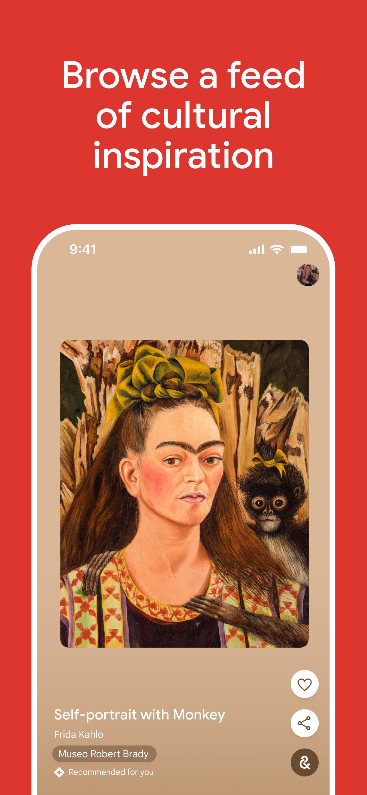 Google Arts & Culture App Store screenshot: Browse a feed of cultural inspiration