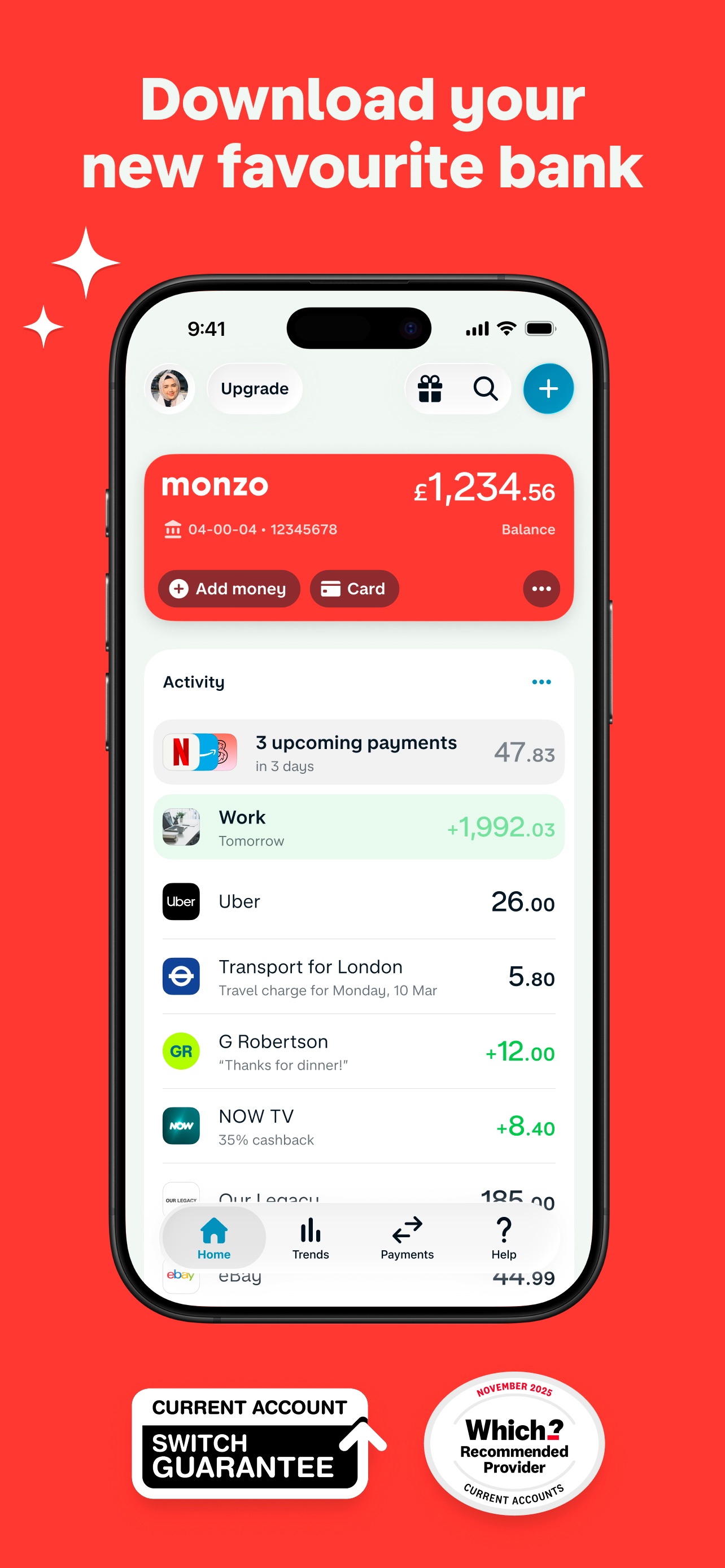 Monzo App Store screenshot: Download your new favourite bank