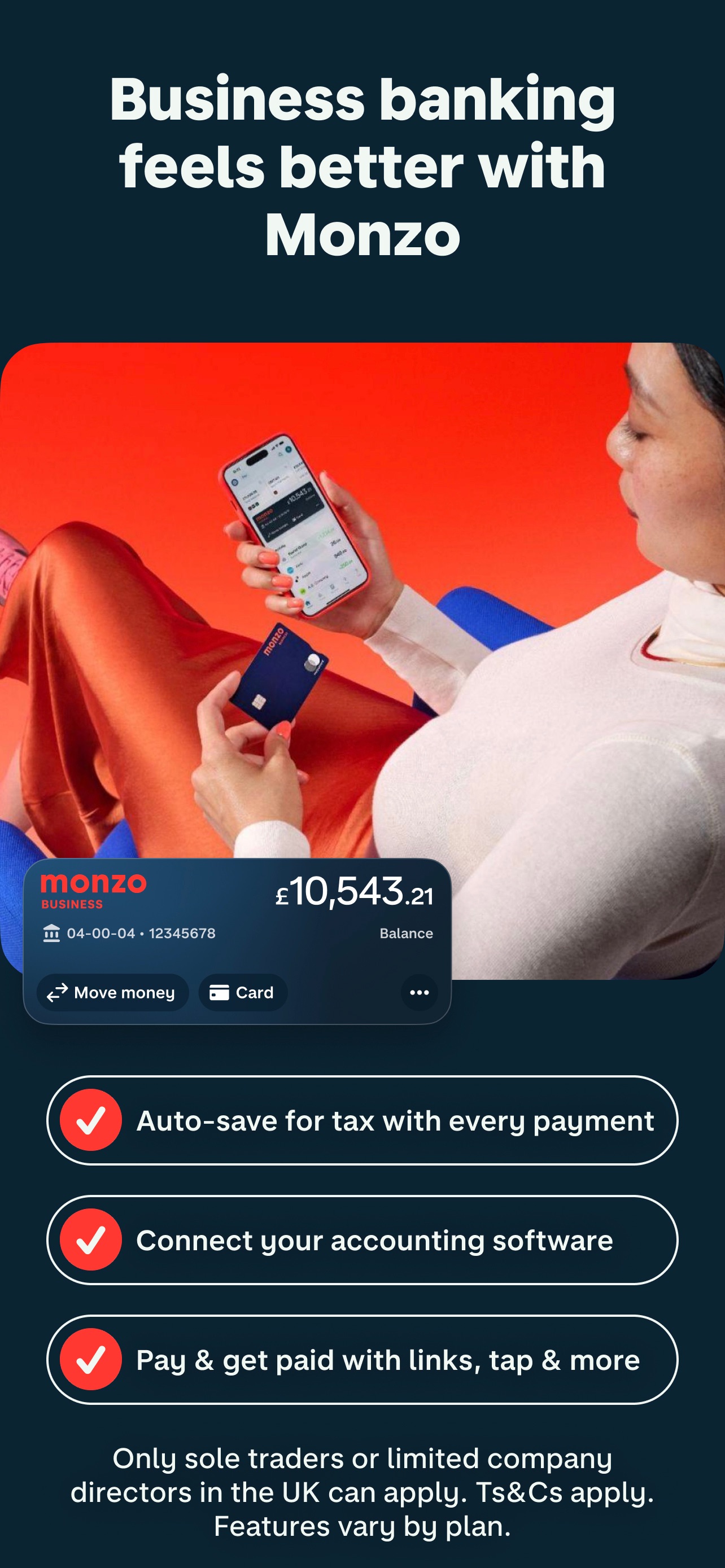 Monzo App Store screenshot: Business banking feels better with Monzo