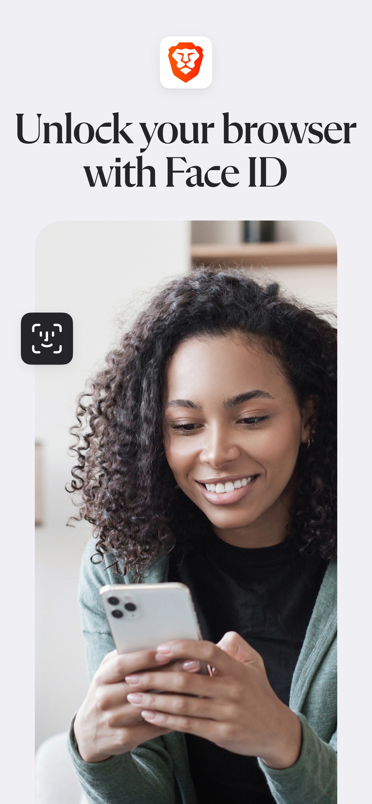 Brave Browser App Store screenshot: Unlock your browser with Face ID