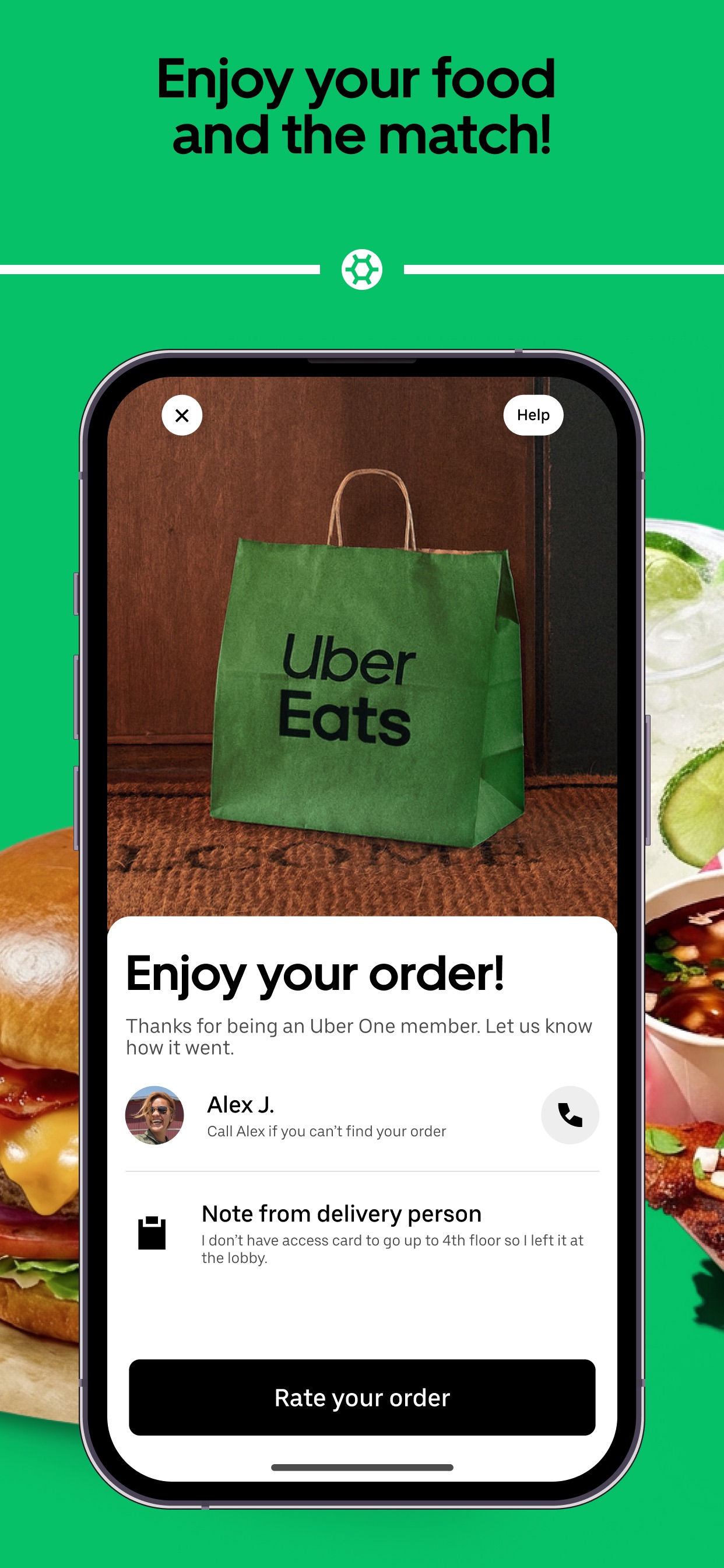 Uber Eats App Store screenshot 6: Enjoy your food and the match!