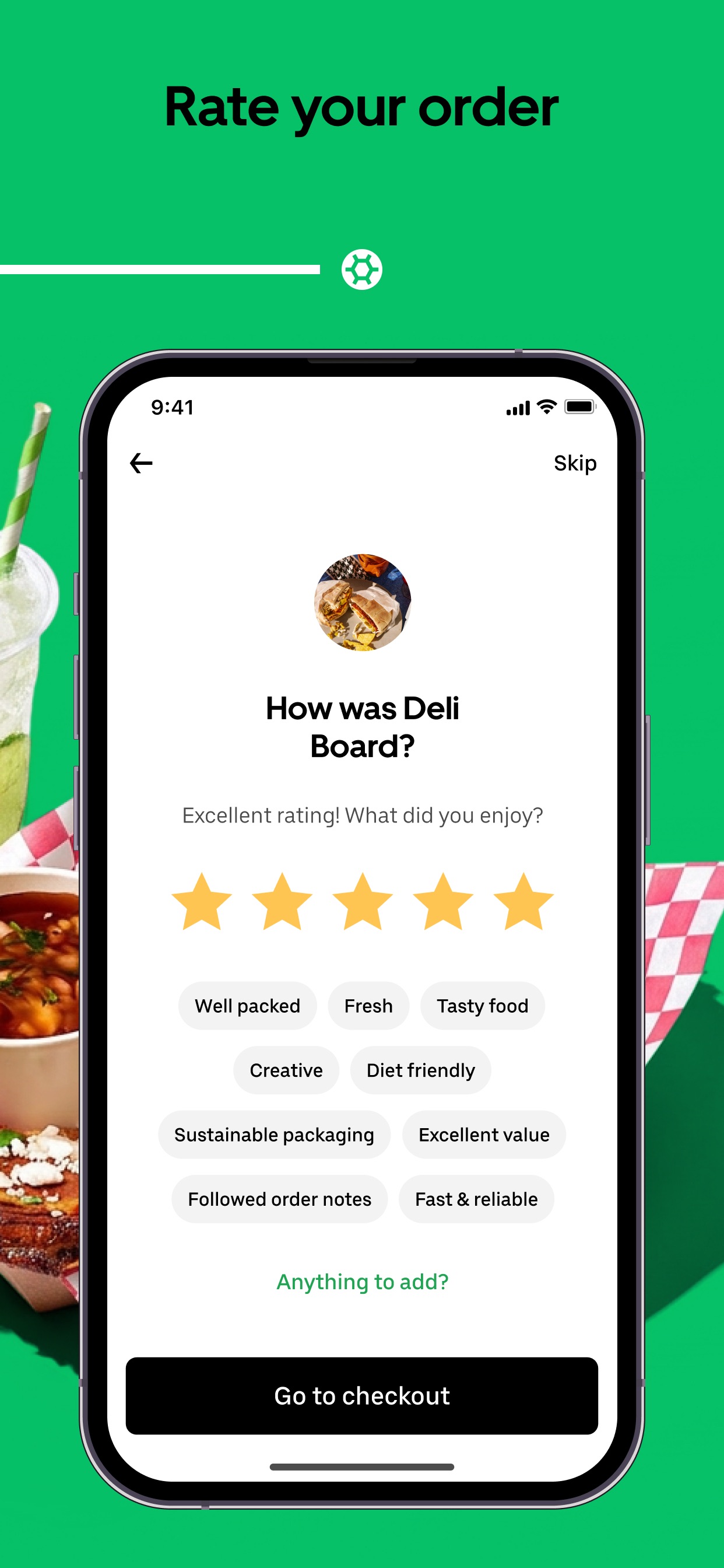 Uber Eats App Store screenshot 7: Rate your order