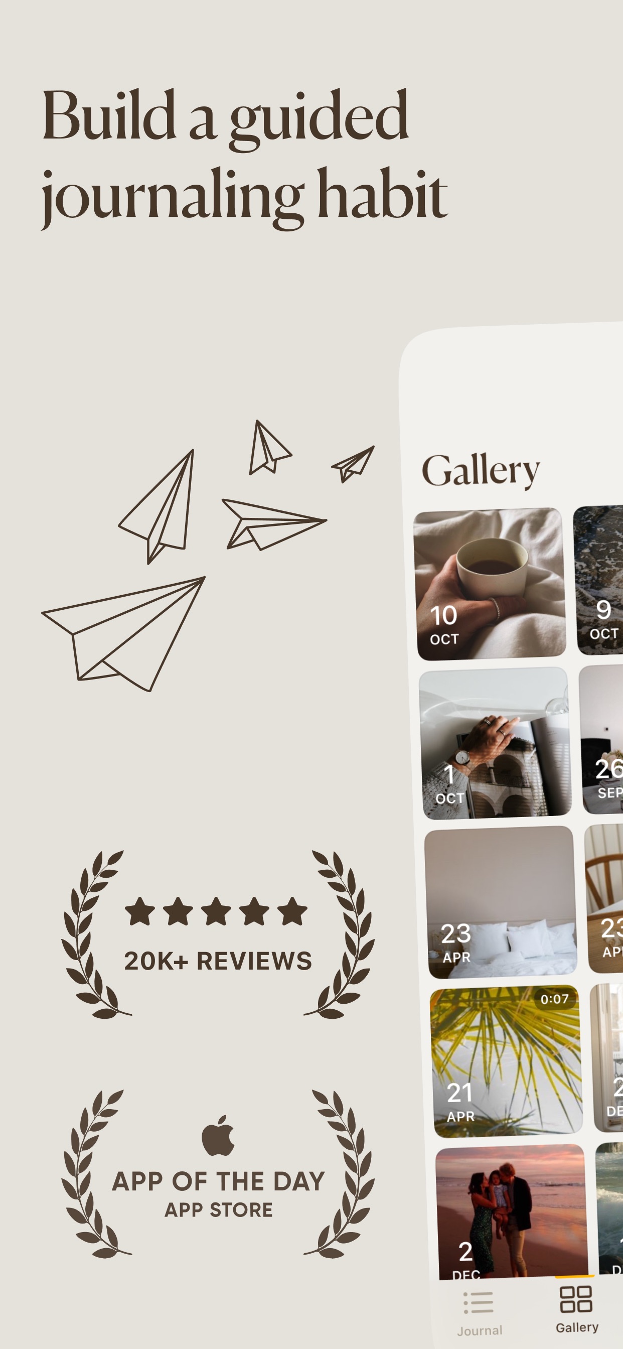 5 Minute Journal App Store screenshot: Build a guided journaling habit