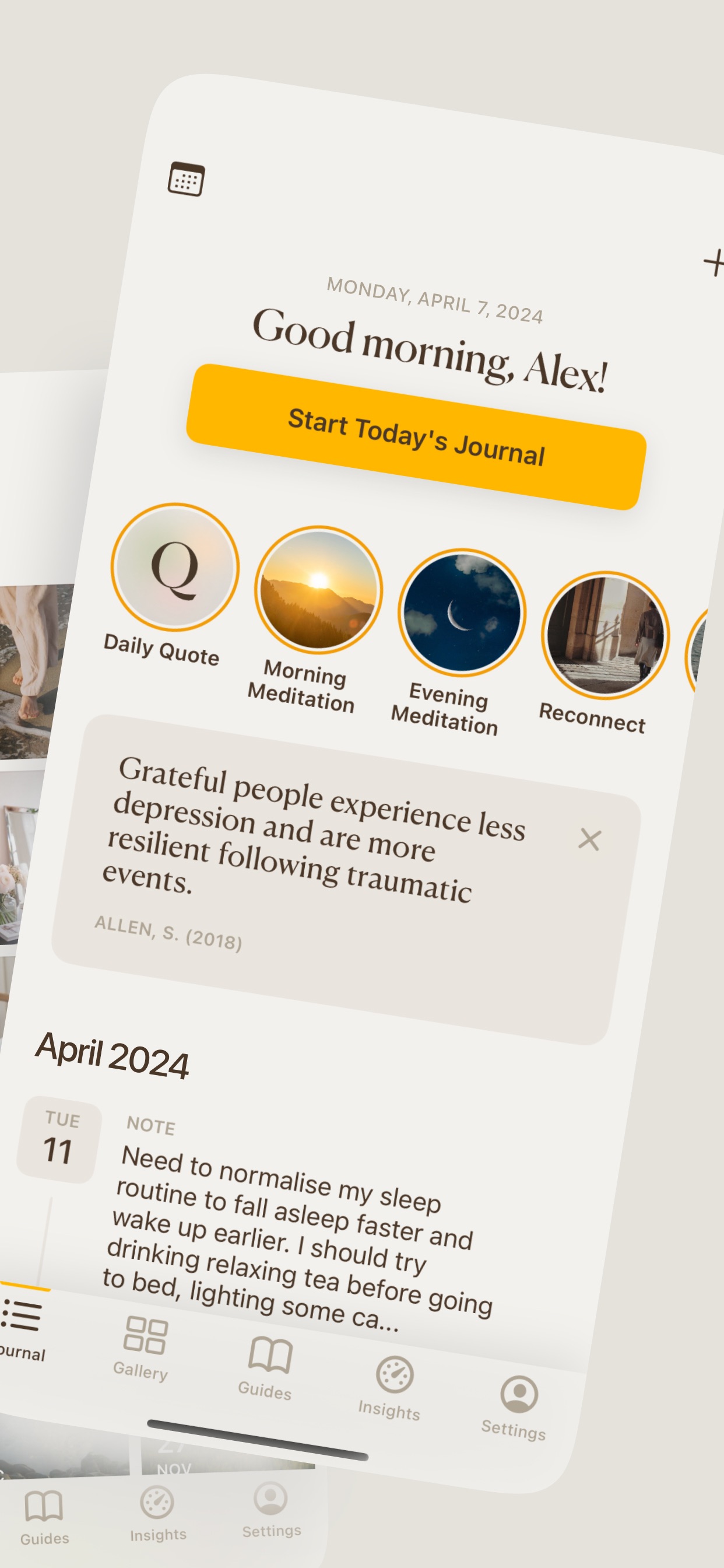 5 Minute Journal App Store screenshot: listing design