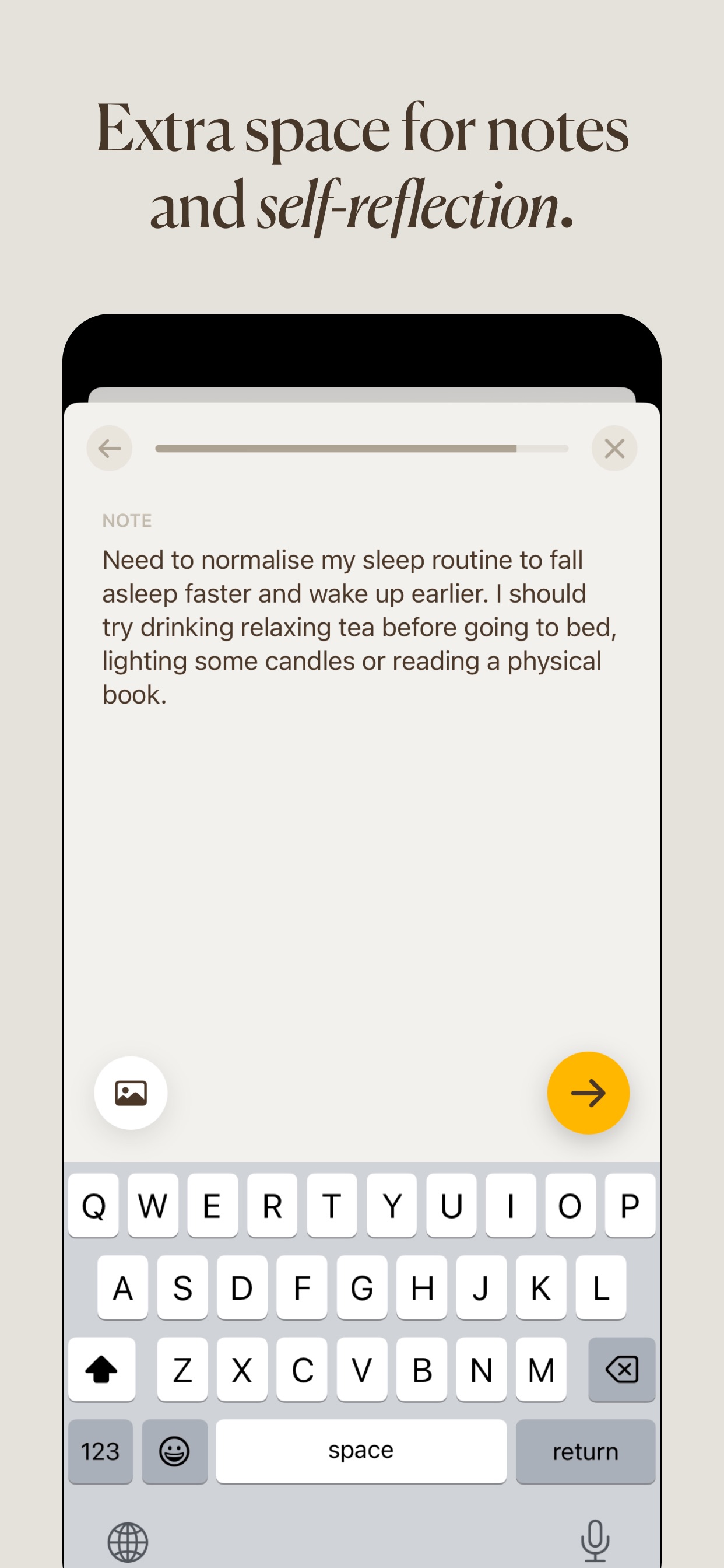 5 Minute Journal App Store screenshot 6: Extra space for notes and self-reflection.
