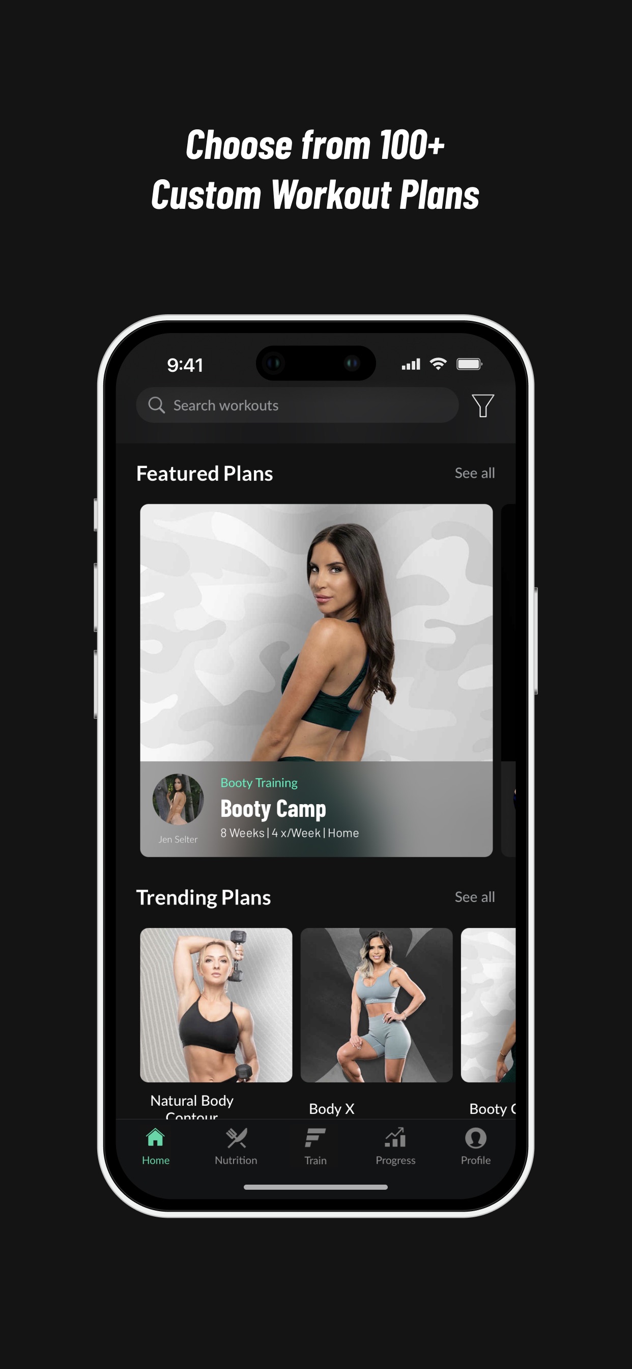 Fitplan App Store screenshot: Choose from 100+ Custom Workout Plans