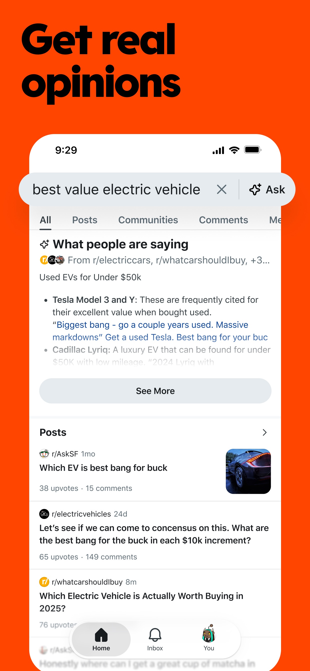 Reddit App Store screenshot: Get real opinions
