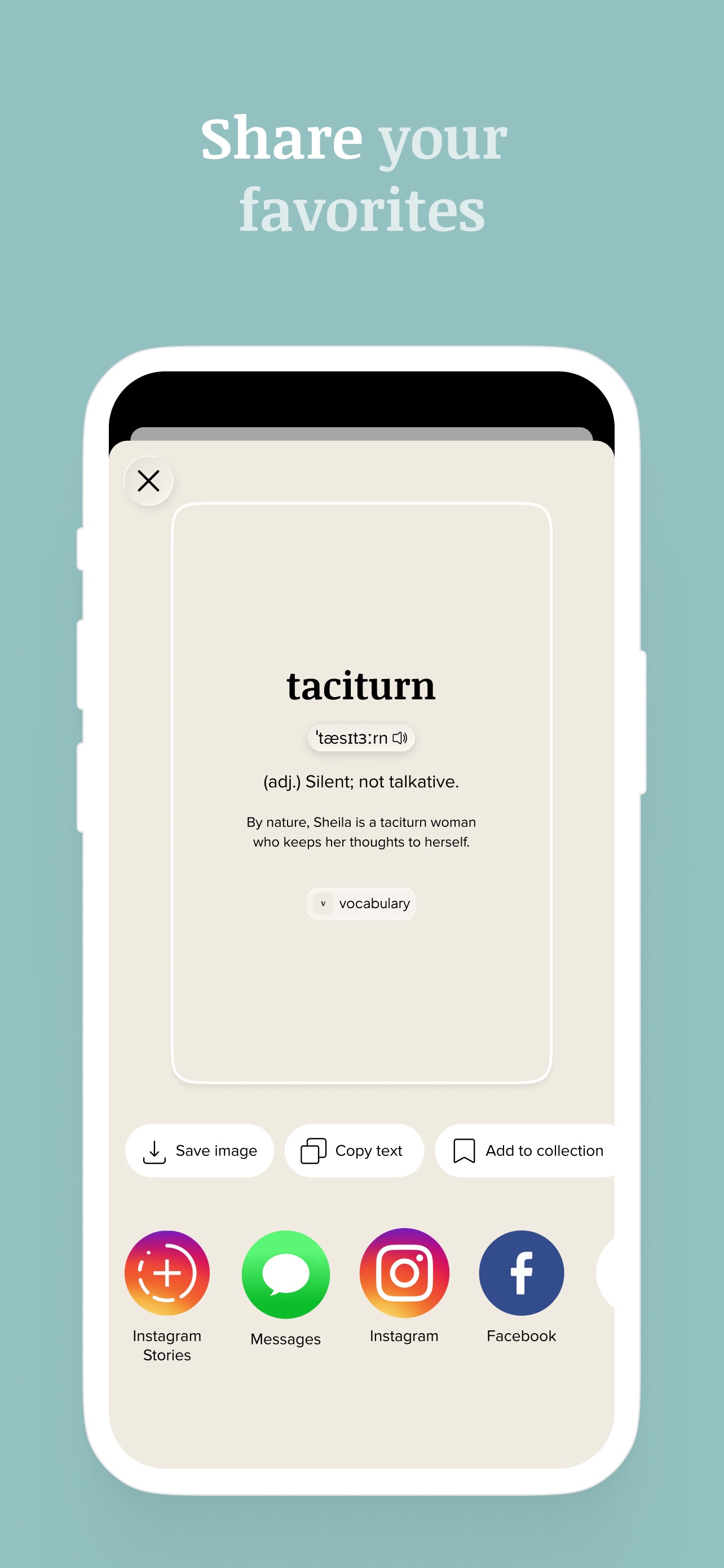 Vocabulary App Store screenshot 10: Share your
favorites