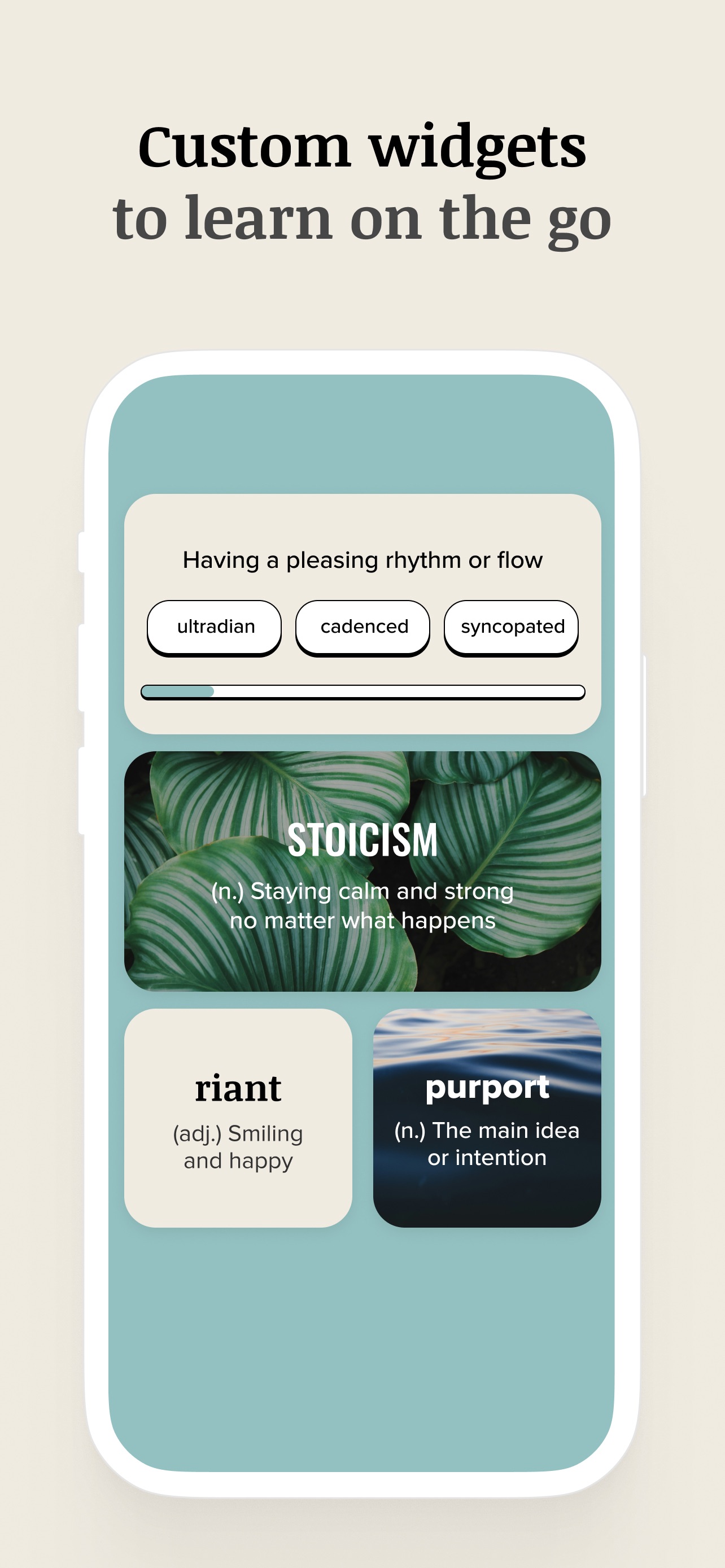 Vocabulary App Store screenshot 6: Custom widgets
to learn on the go