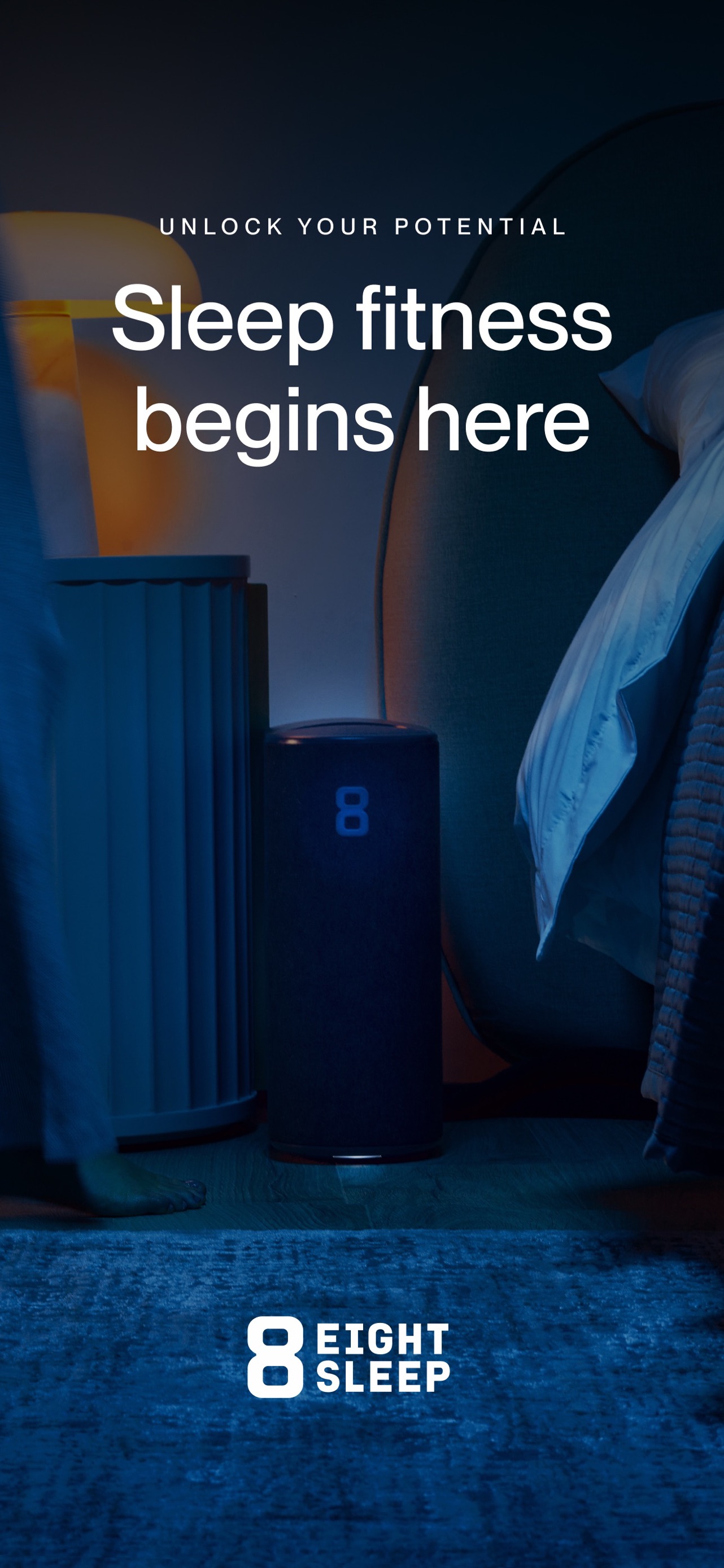 Eight Sleep App Store screenshot: UNLOCK YOUR POTENTIAL Sleep fitness begins here