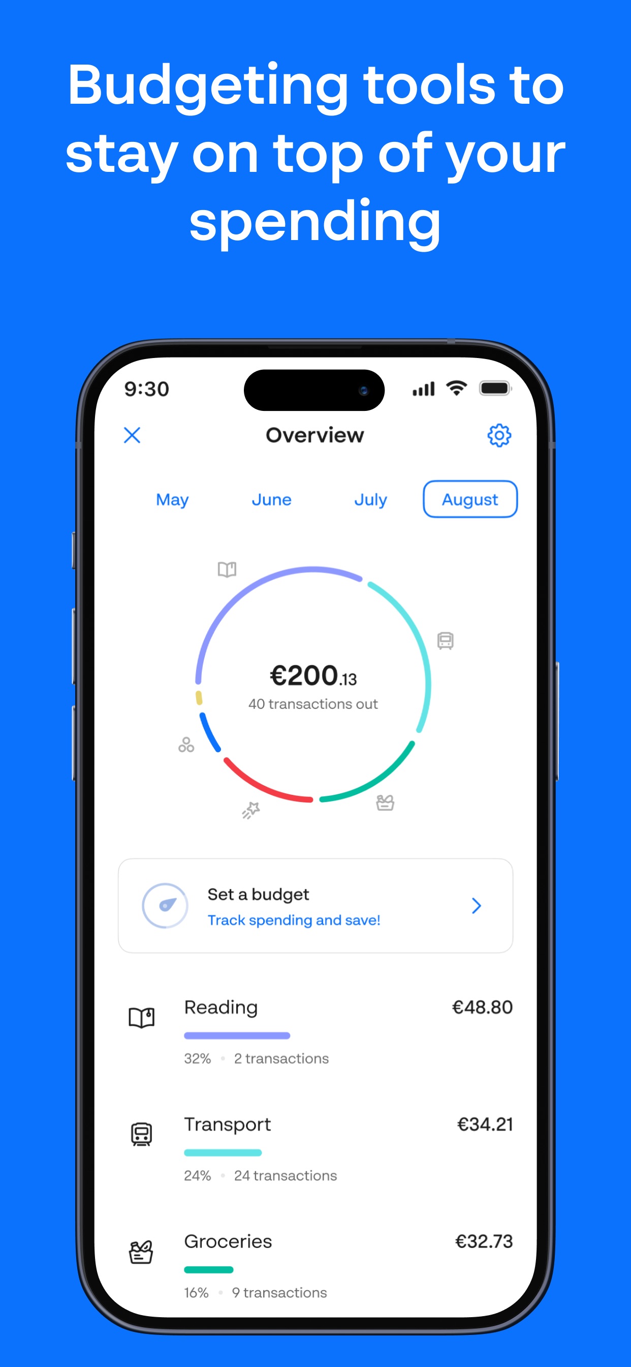Monese App Store screenshot 5: Budgeting tools to stay on top of your spending