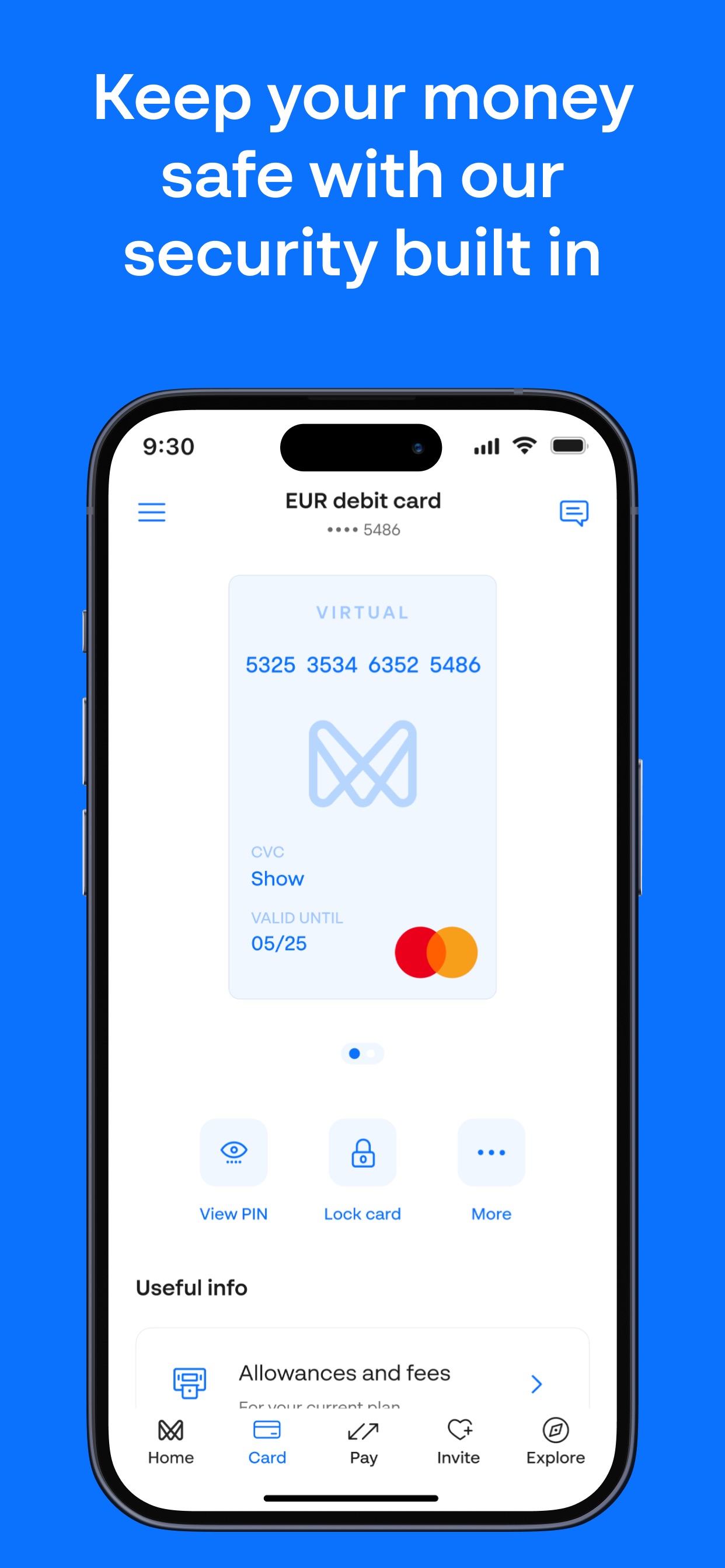 Monese App Store screenshot 7: Keep your money safe with our security built in