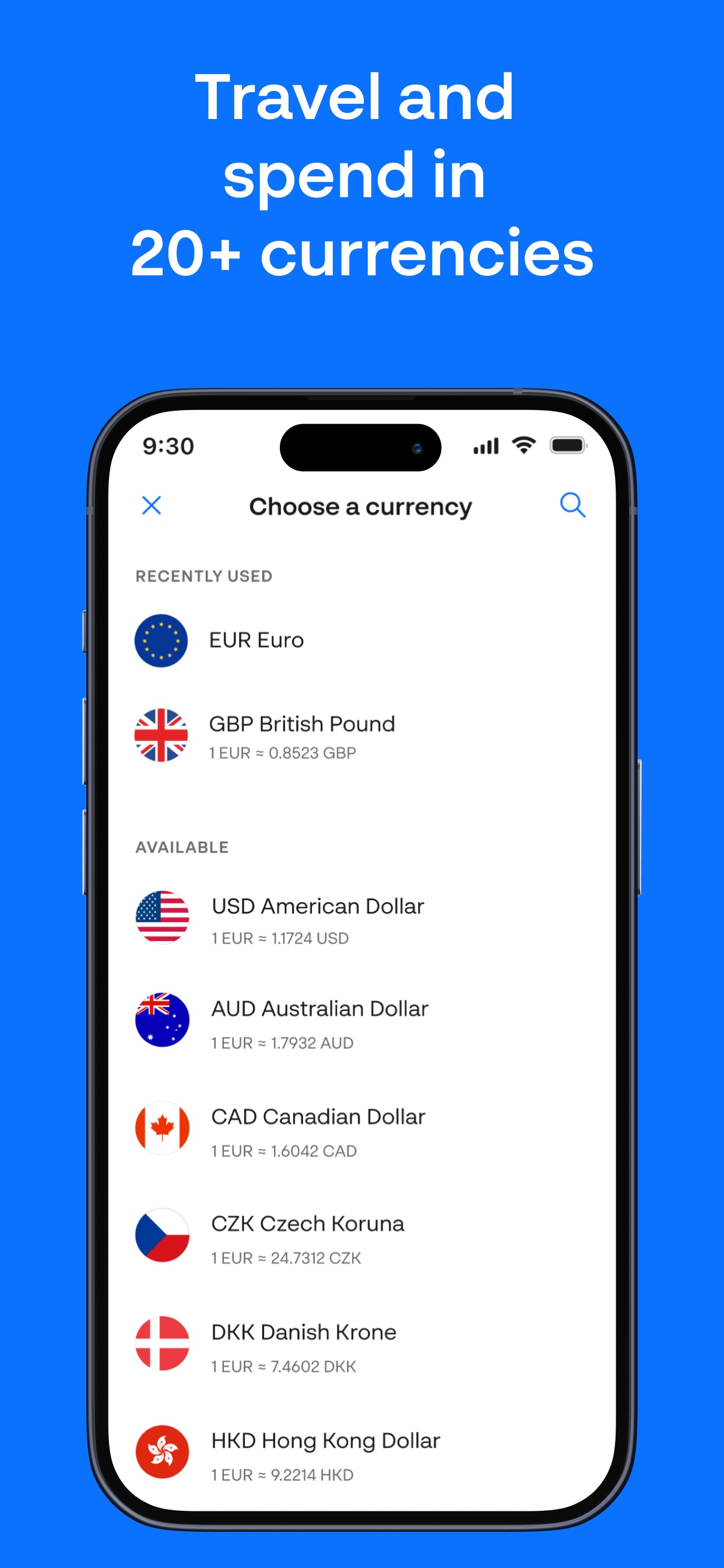 Monese App Store screenshot 8: Travel and spend in 20+ currencies
