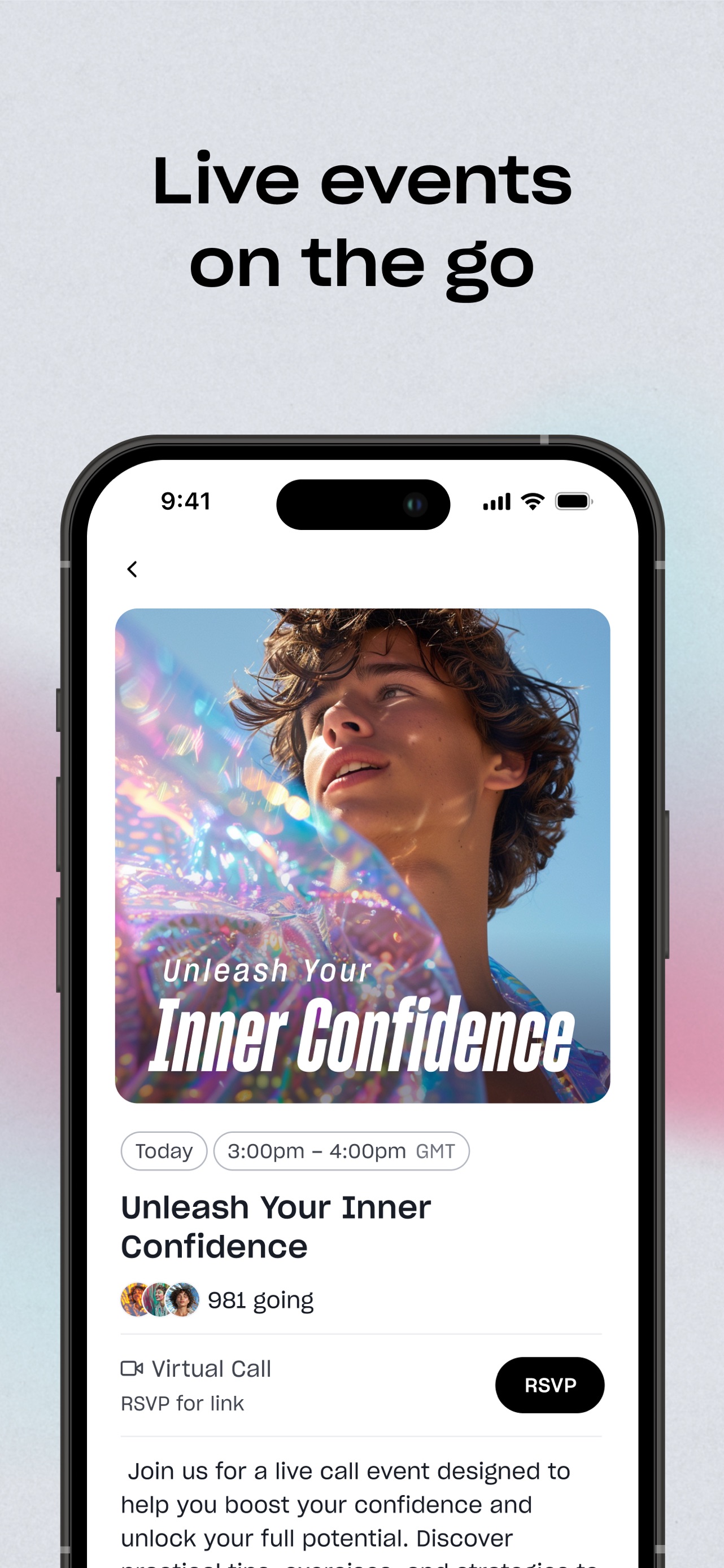 Mindvalley App Store screenshot 9: Live events on the go