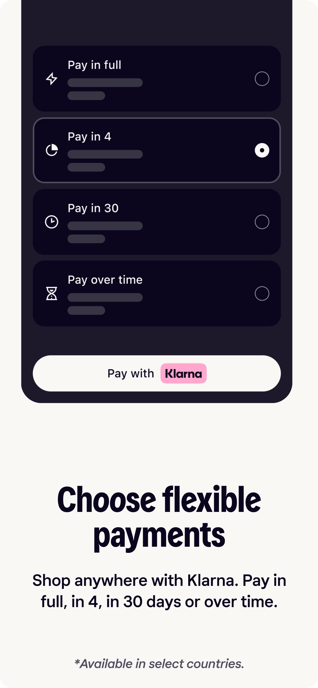 Klarna App Store screenshot: Choose flexible payments