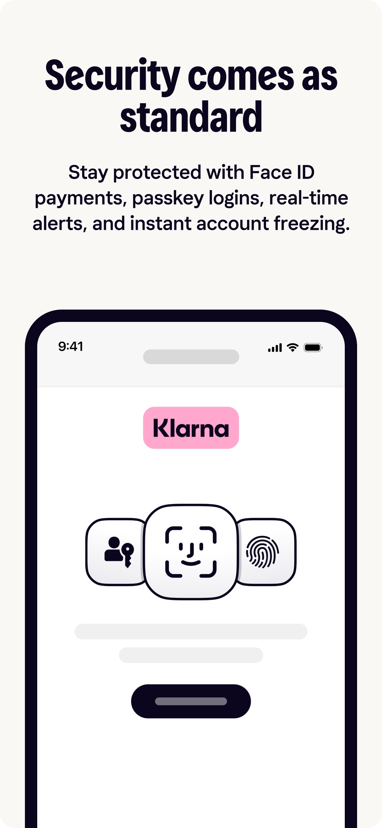 Klarna App Store screenshot 7: Security comes as standard