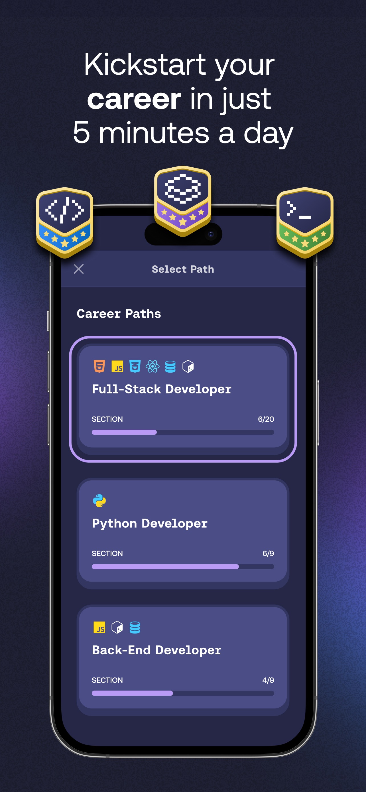 Mimo App Store screenshot 5: Kickstart your career in just 5 minutes a day