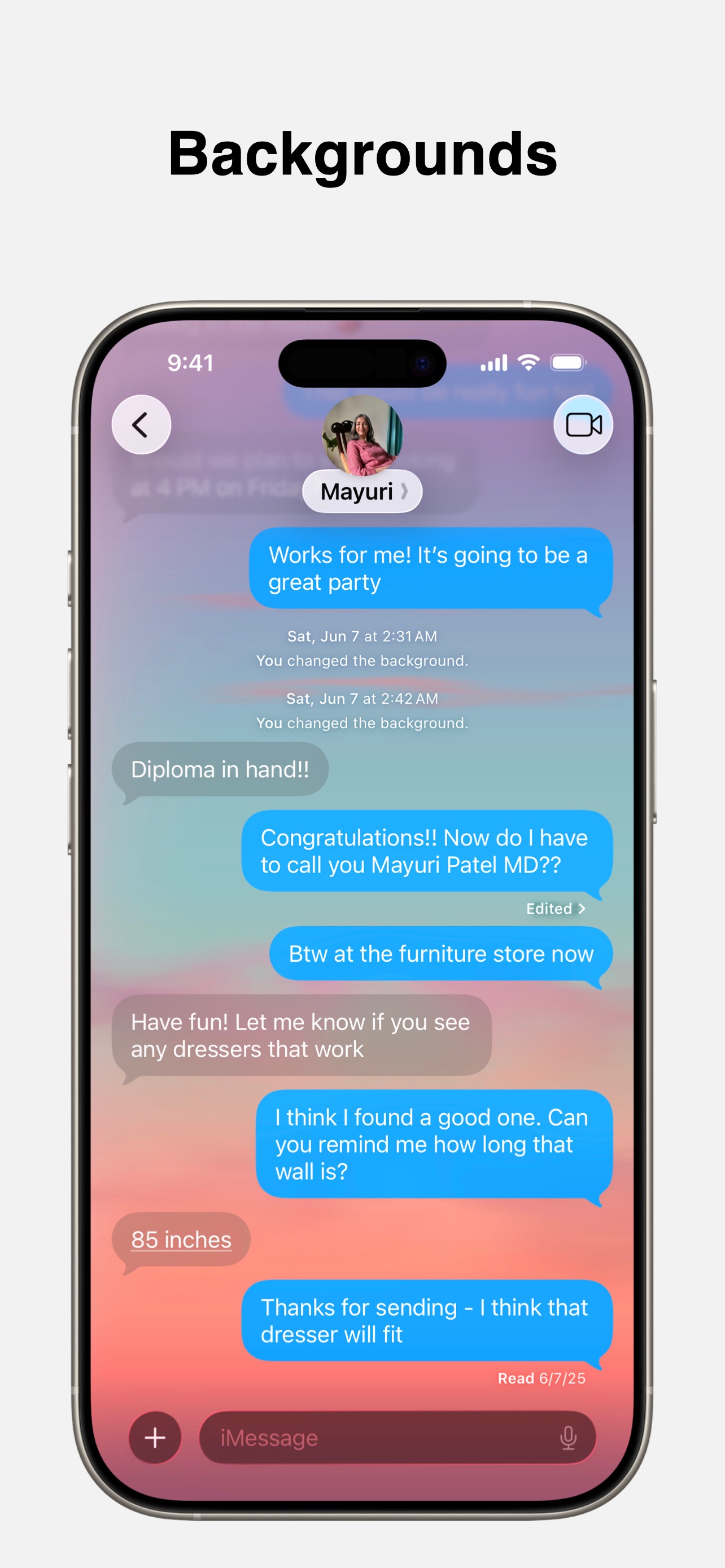 Messages App Store screenshot: Backgrounds