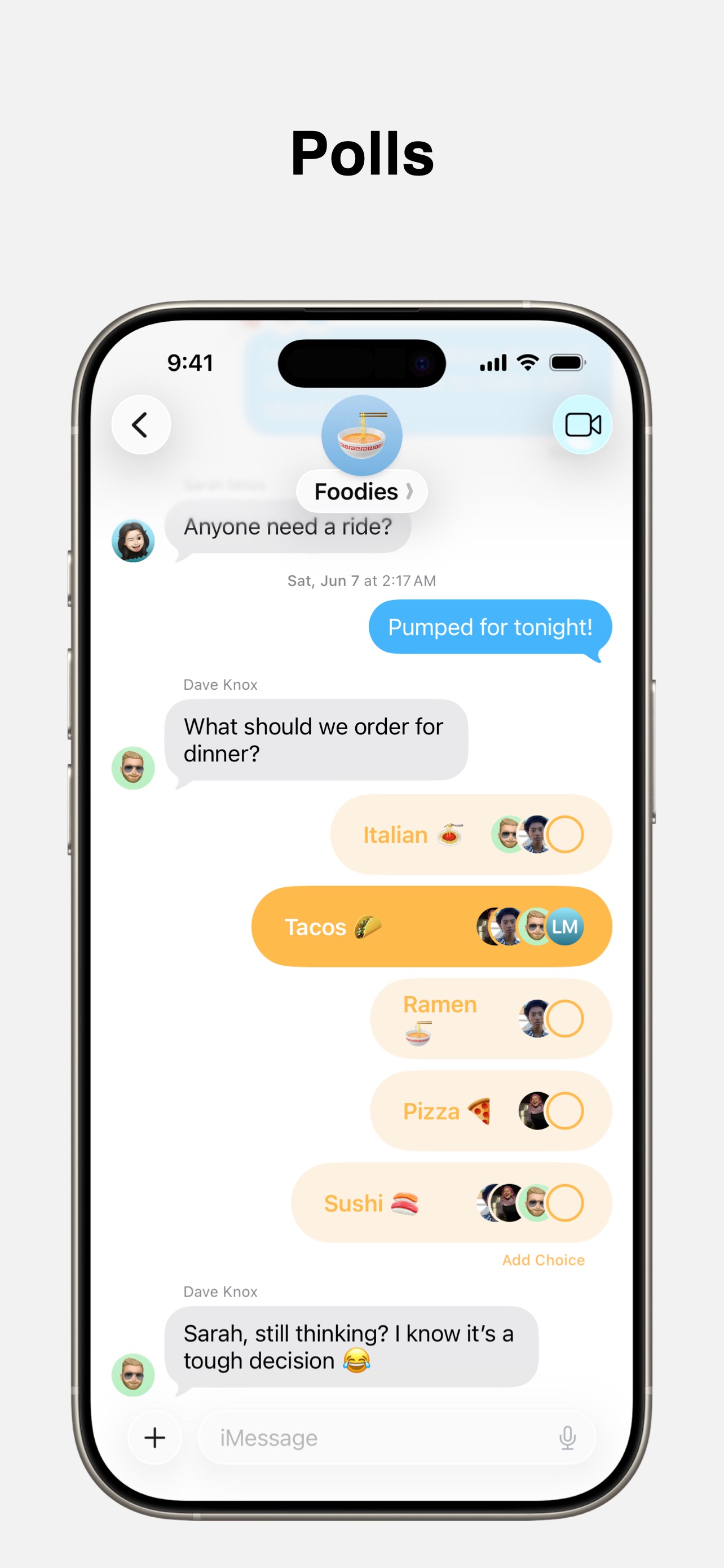 Messages App Store screenshot: Polls