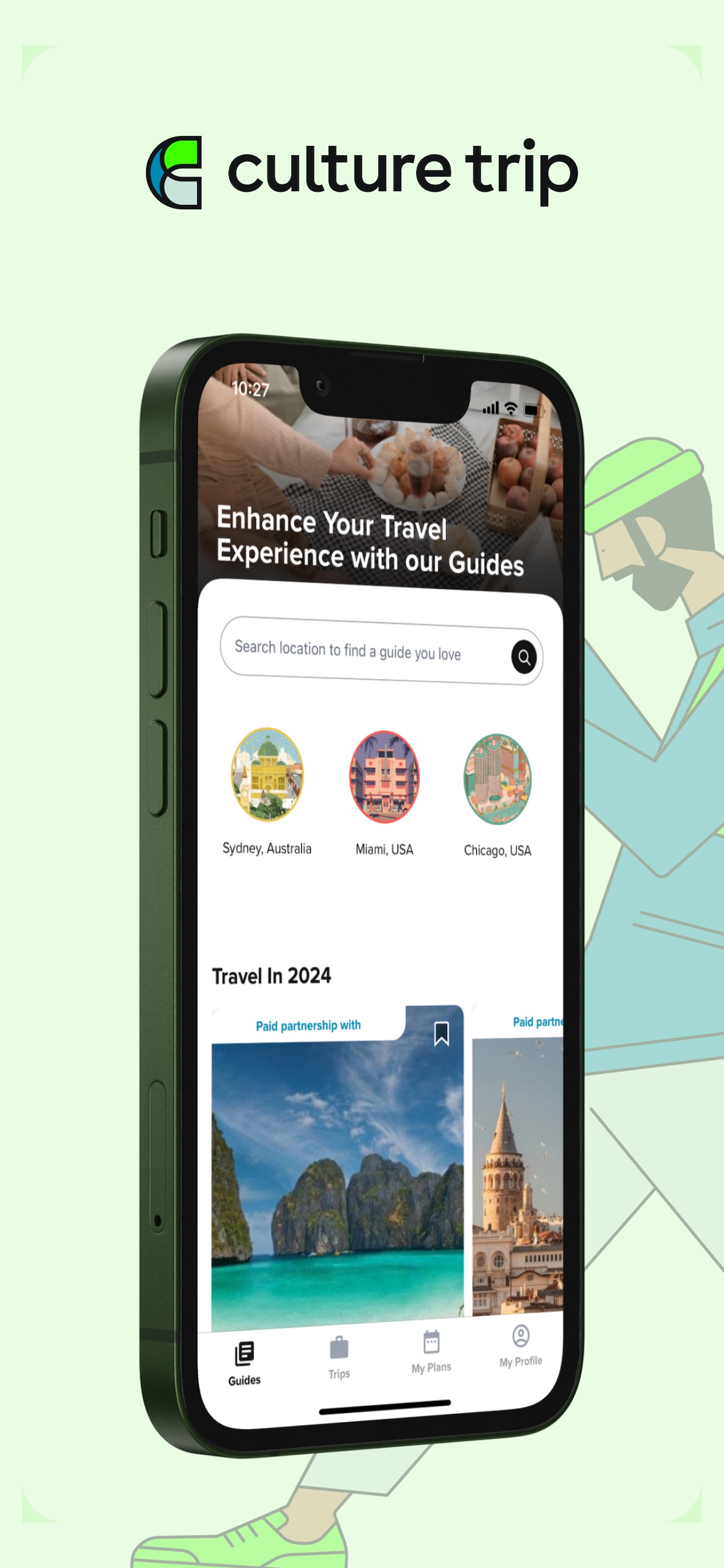 Culture Trip App Store screenshot: listing design