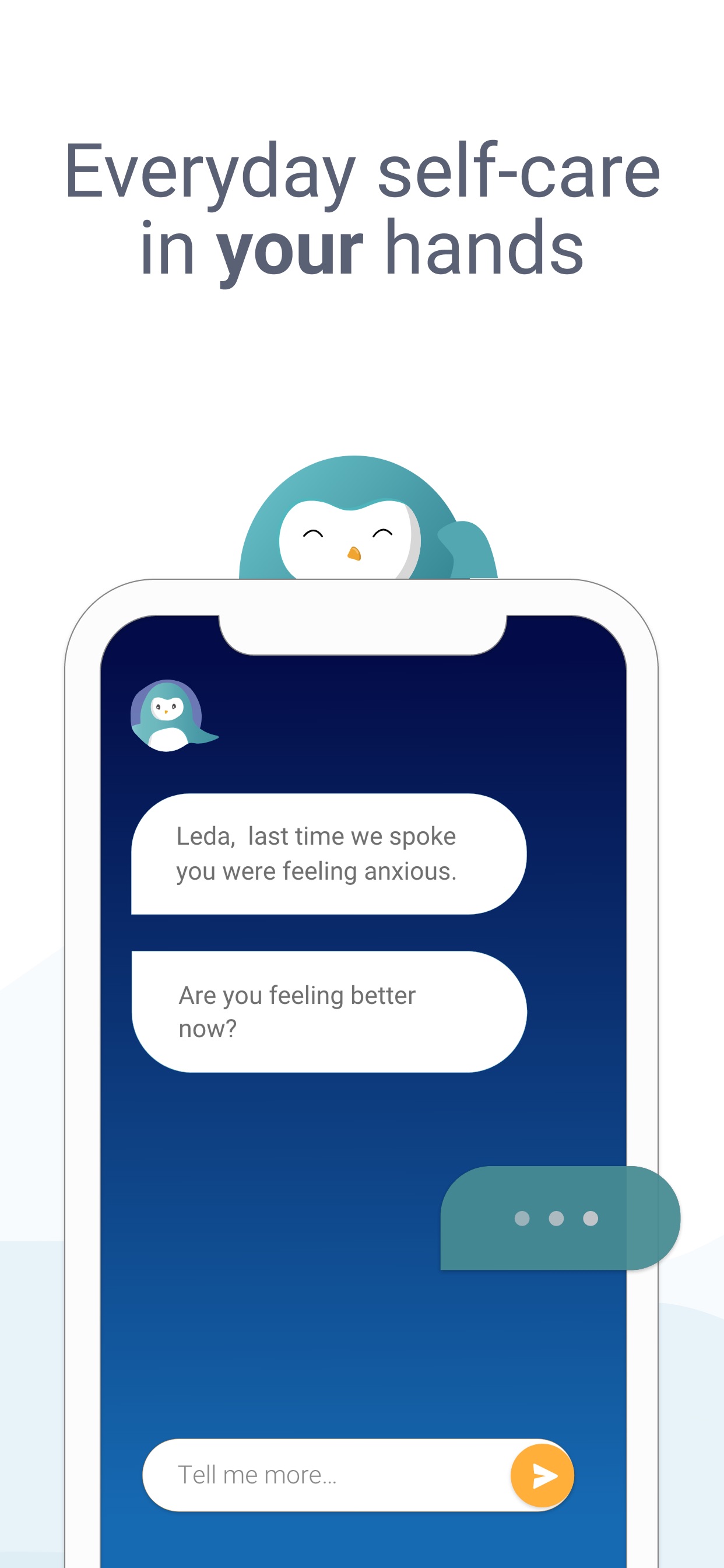 Wysa App Store screenshot: Everyday self-care in your hands