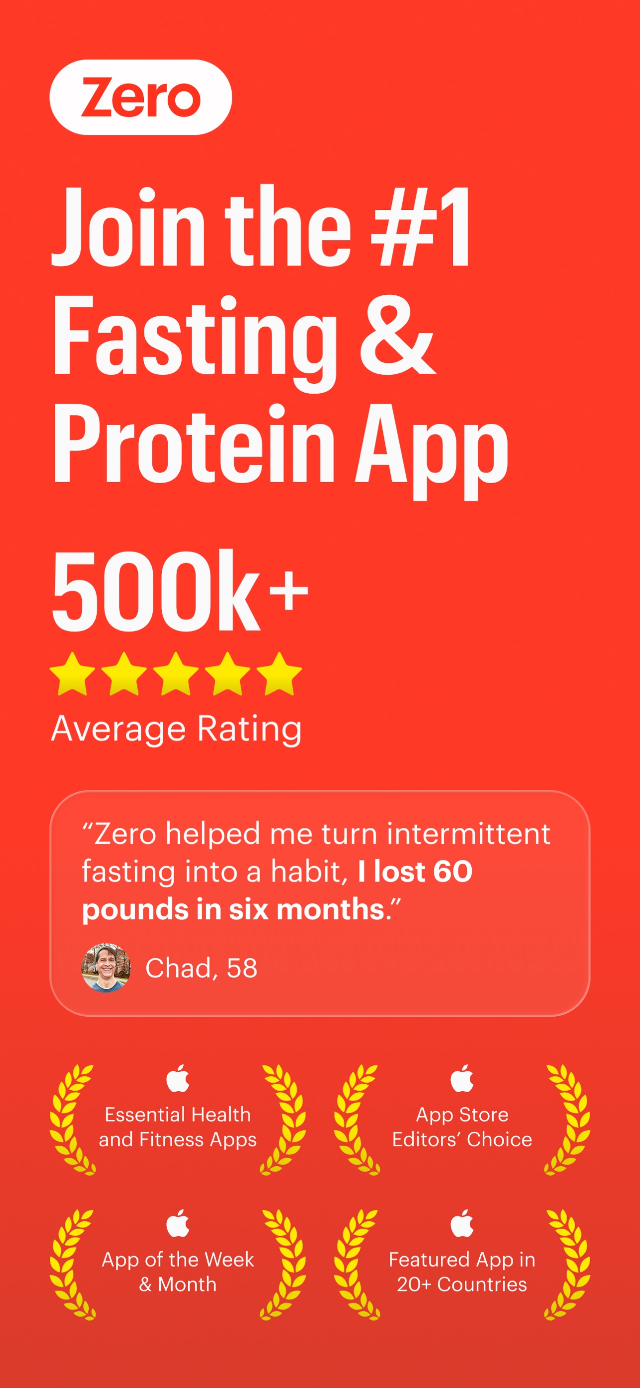 Zero App Store screenshot: Join the #1 Fasting & Protein App