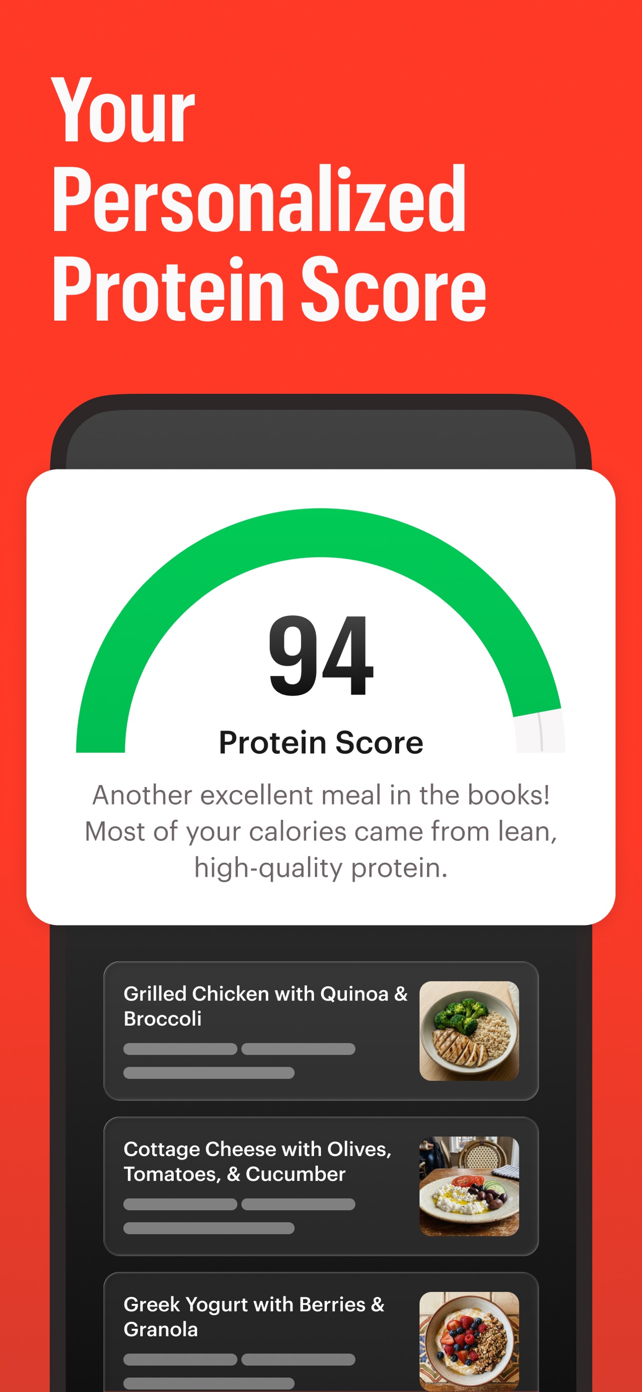 Zero App Store screenshot 5: Your Personalized Protein Score
