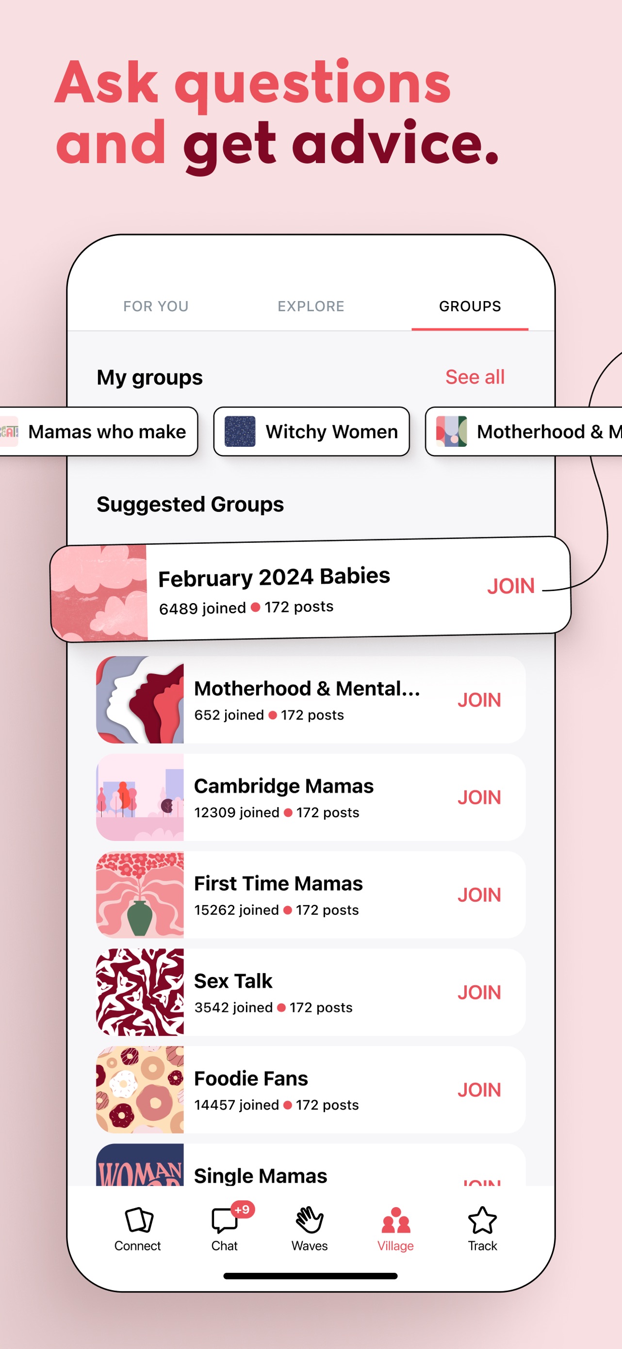 Peanut App Store screenshot 5: Ask questions and get advice.