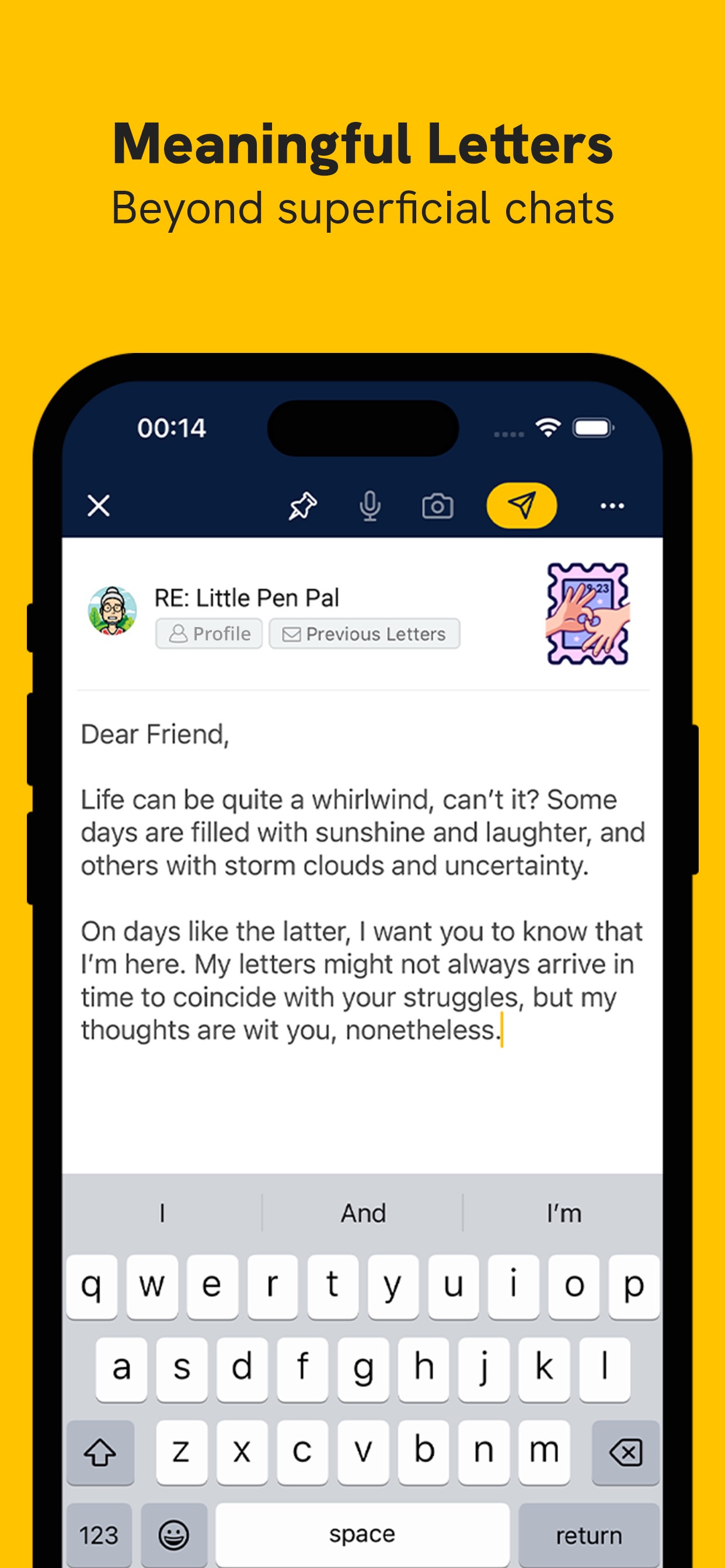 Slowly App Store screenshot 8: Meaningful Letters Beyond superficial chats