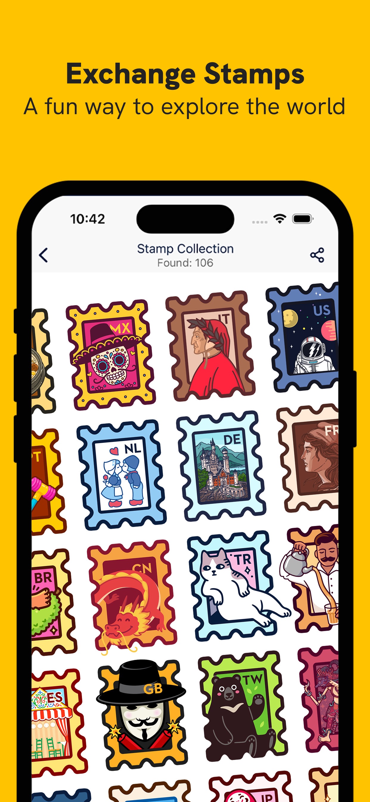 Slowly App Store screenshot 9: Exchange Stamps A fun way to explore the world